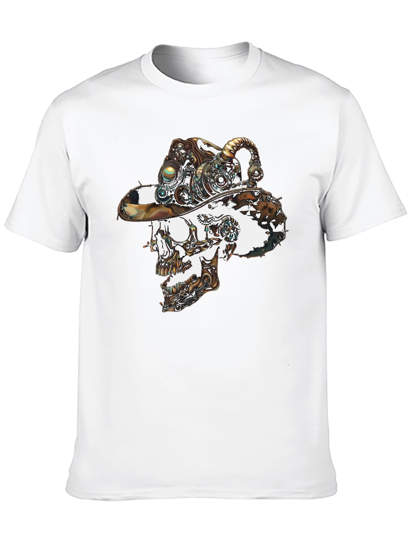 Steampunk Skull Graphic Tee - Cool Novelty T-Shirt