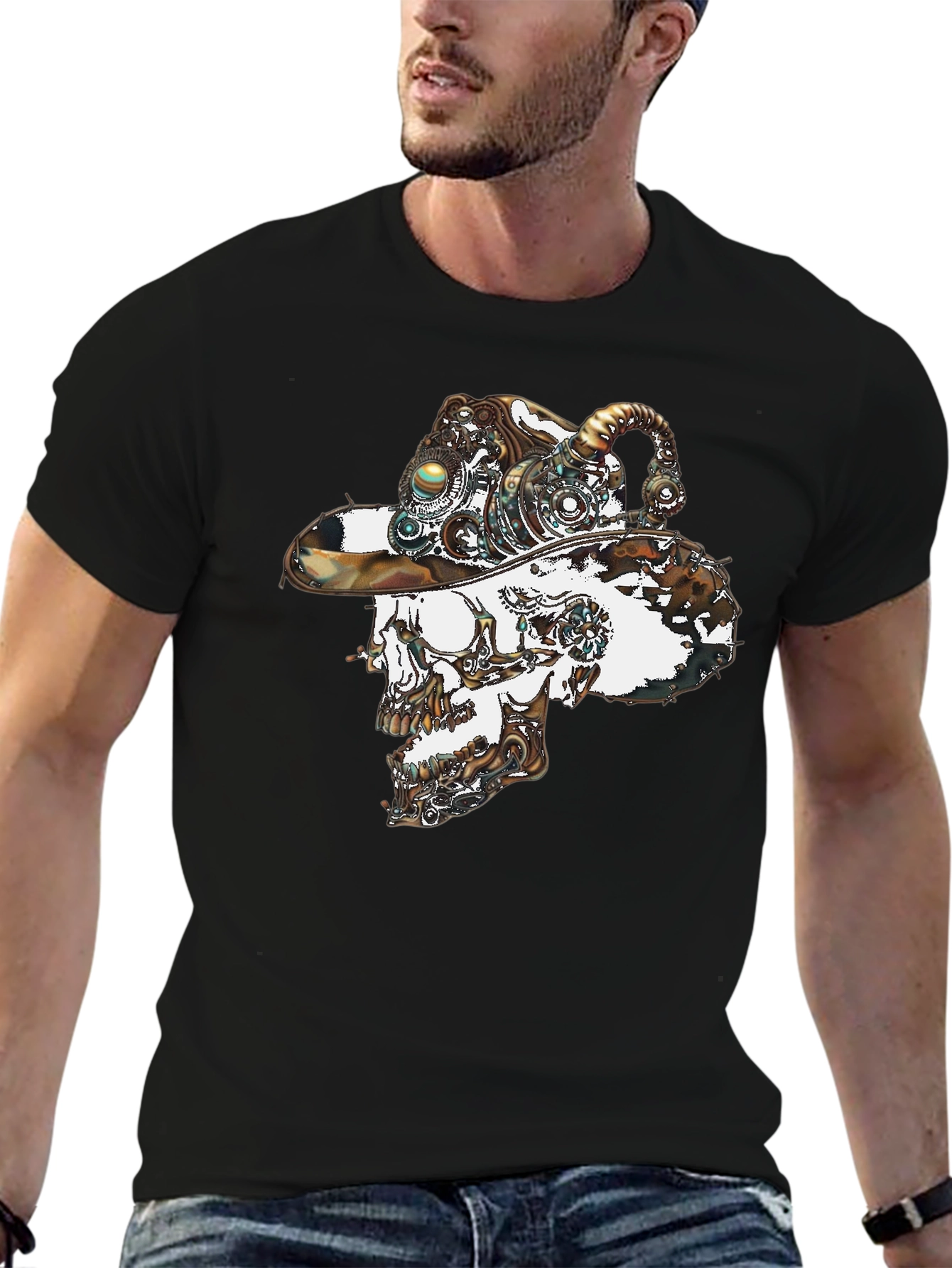 Steampunk Skull Graphic Tee - Cool Novelty T-Shirt
