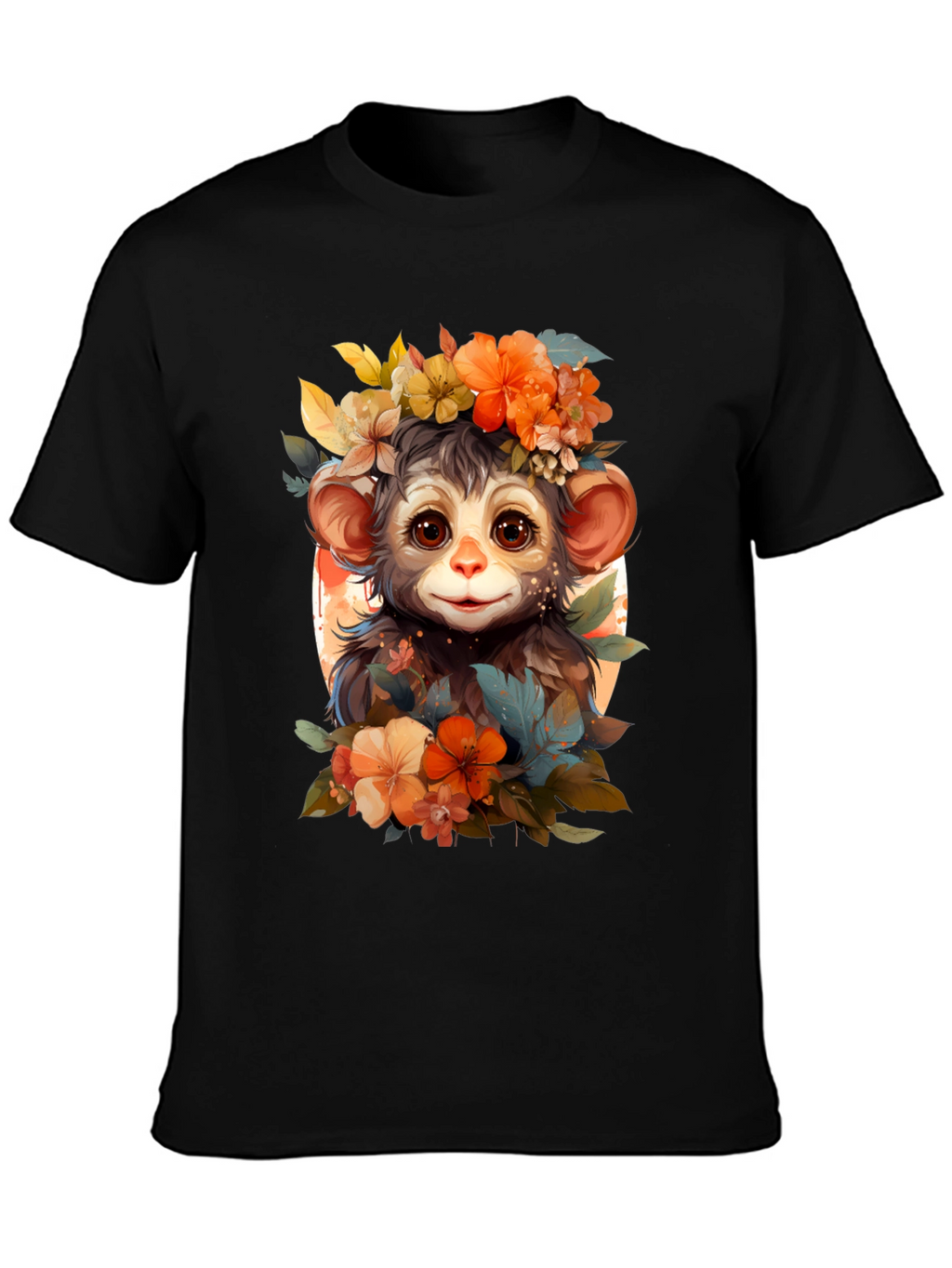 Floral Monkey Graphic Tee - Unique Design