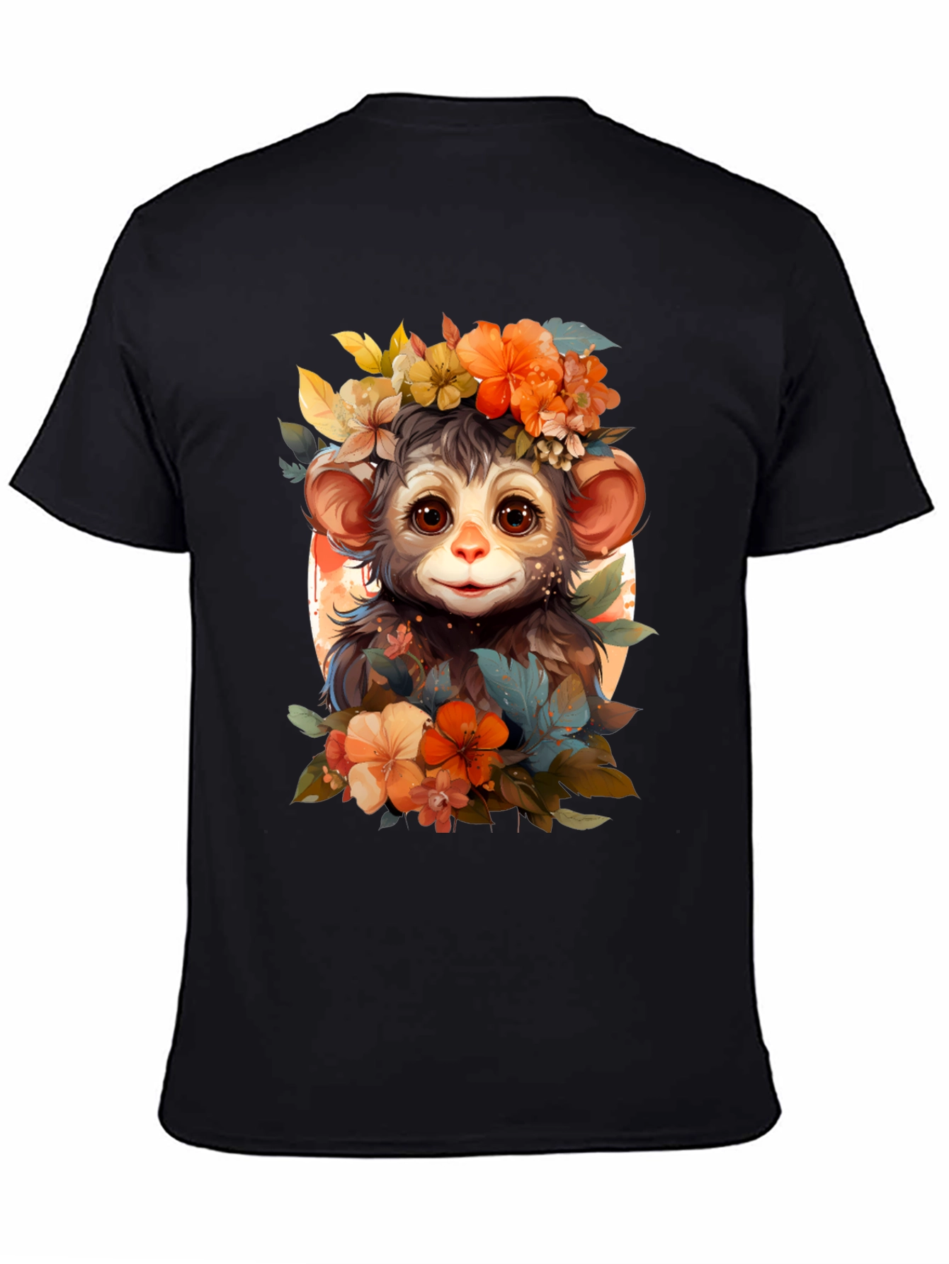 Floral Monkey Graphic Tee - Unique Design