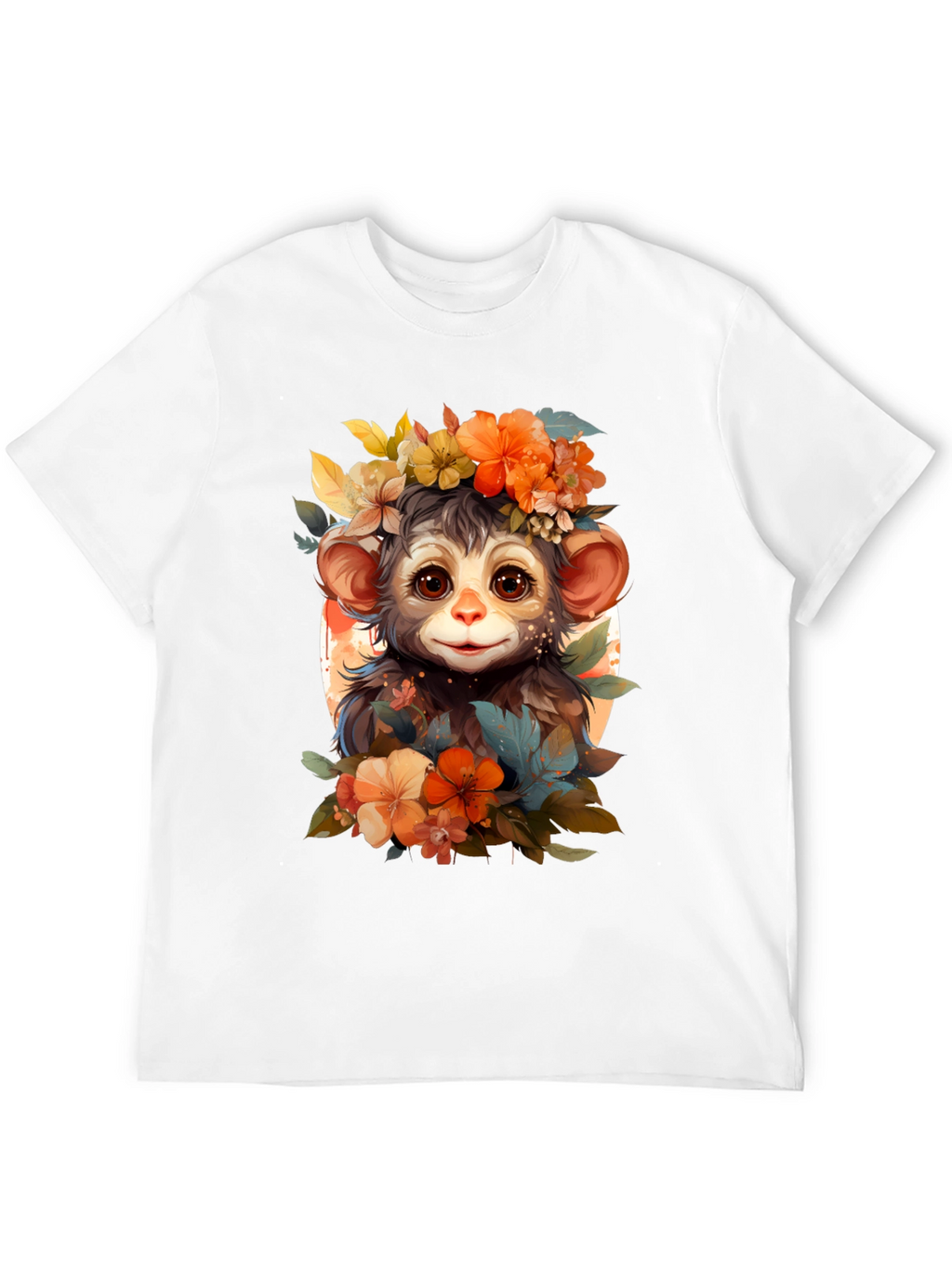 Floral Monkey Graphic Tee - Unique Design