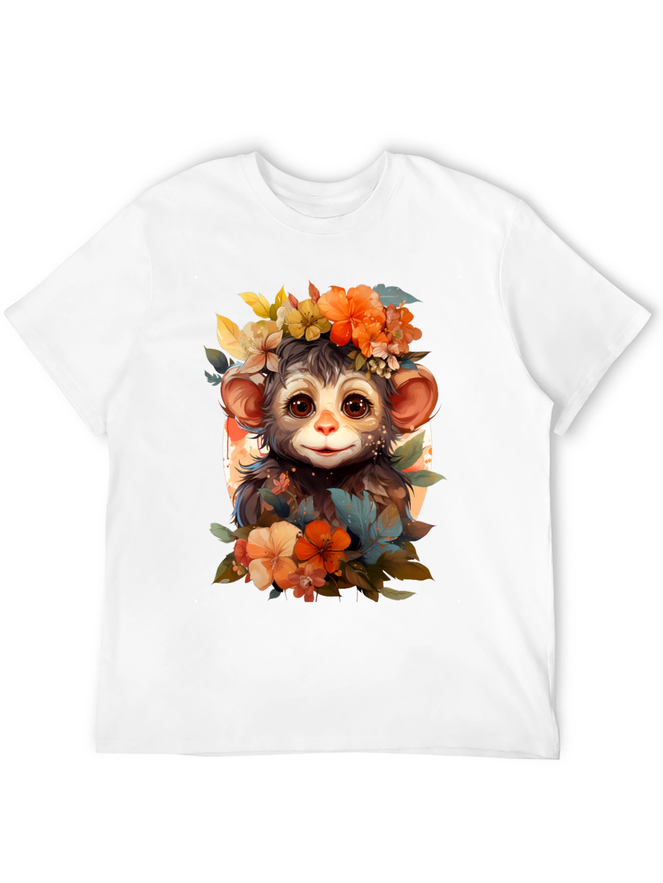 Floral Monkey Graphic Tee - Unique Design
