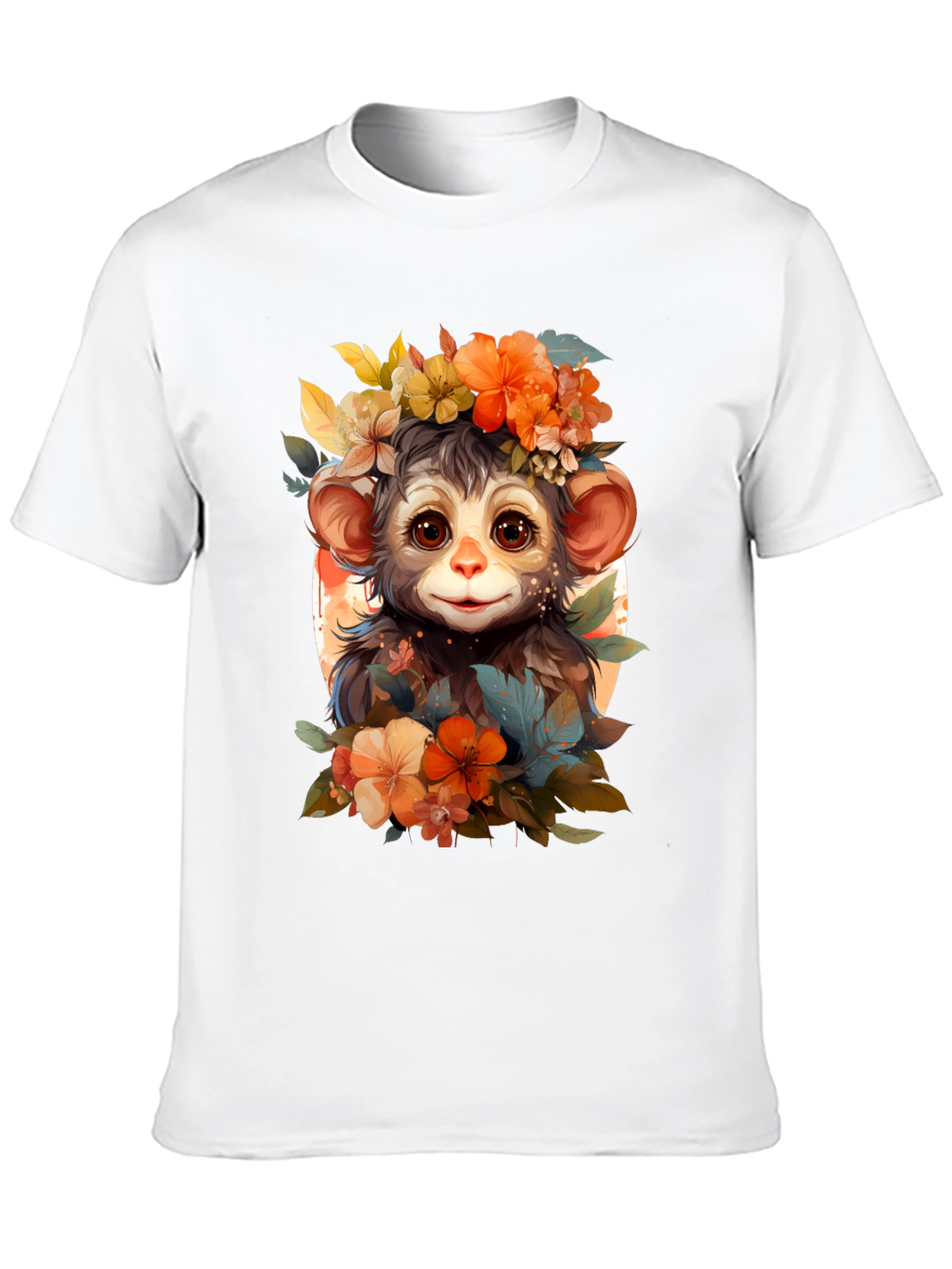 Floral Monkey Graphic Tee - Unique Design
