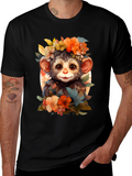 Floral Monkey Graphic Tee - Unique Design