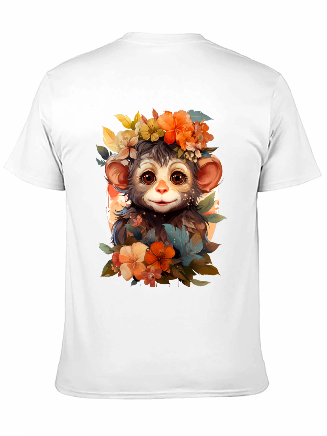 Floral Monkey Graphic Tee - Unique Design