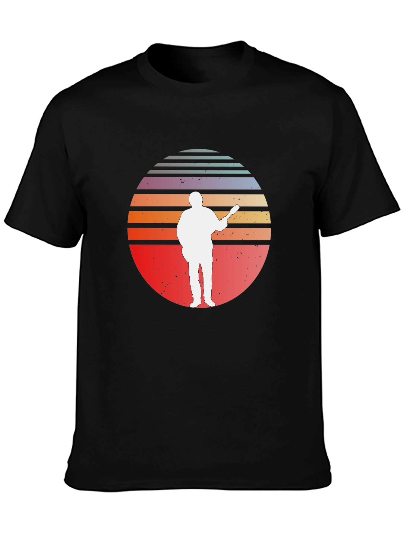 Retro Sunset Guitar Player T-Shirt