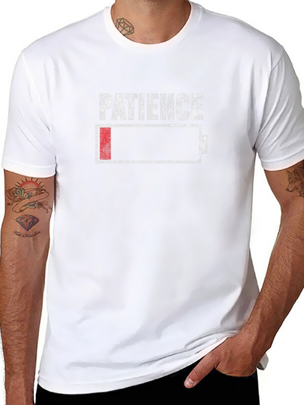Patience Low Battery Funny Graphic T-Shirt