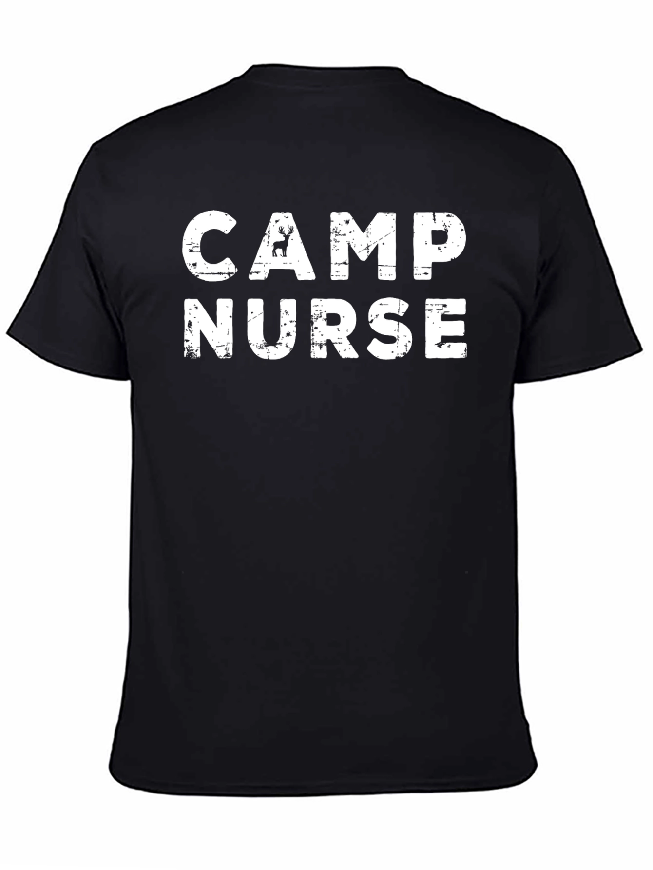 Camp Nurse Tee - Distressed Style Black Cotton T-Shirt