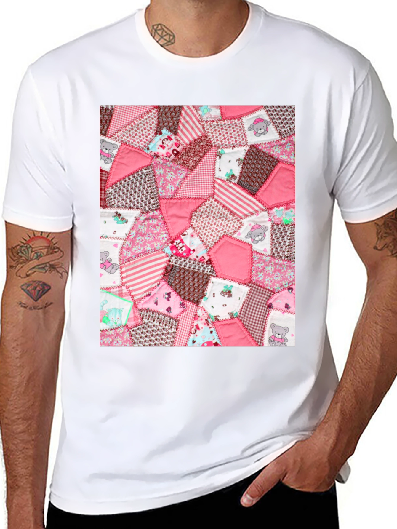 Pink Patchwork Pattern Tee
