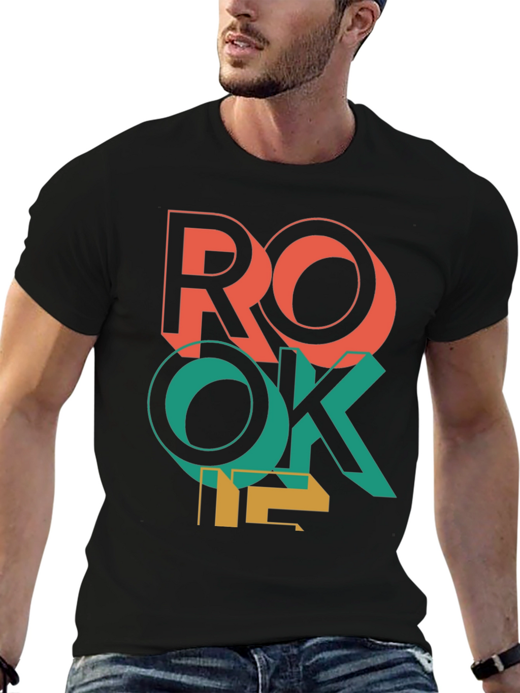 Retro ROKE T-Shirt - Bold Geometric Design