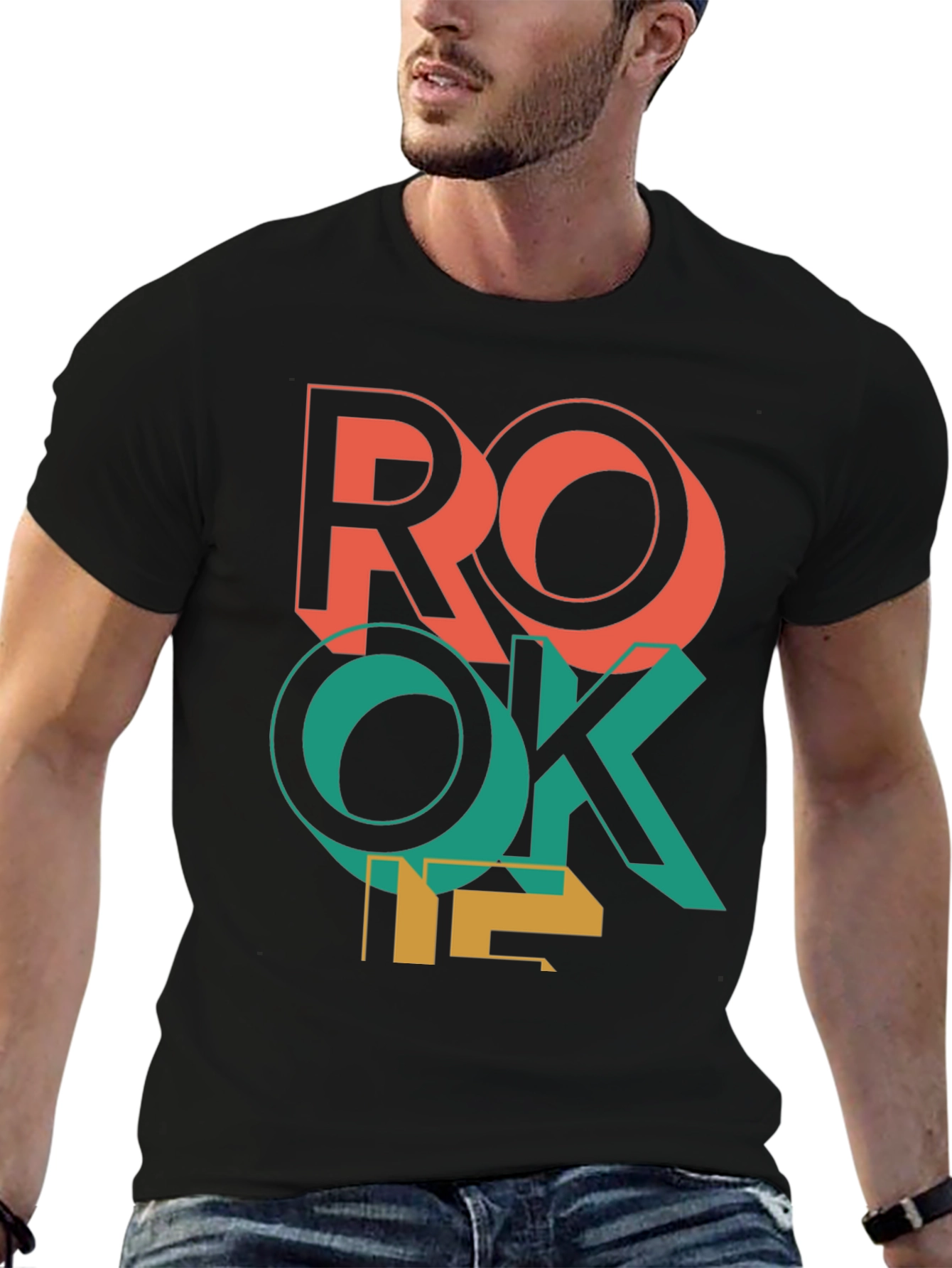 Retro ROKE T-Shirt - Bold Geometric Design