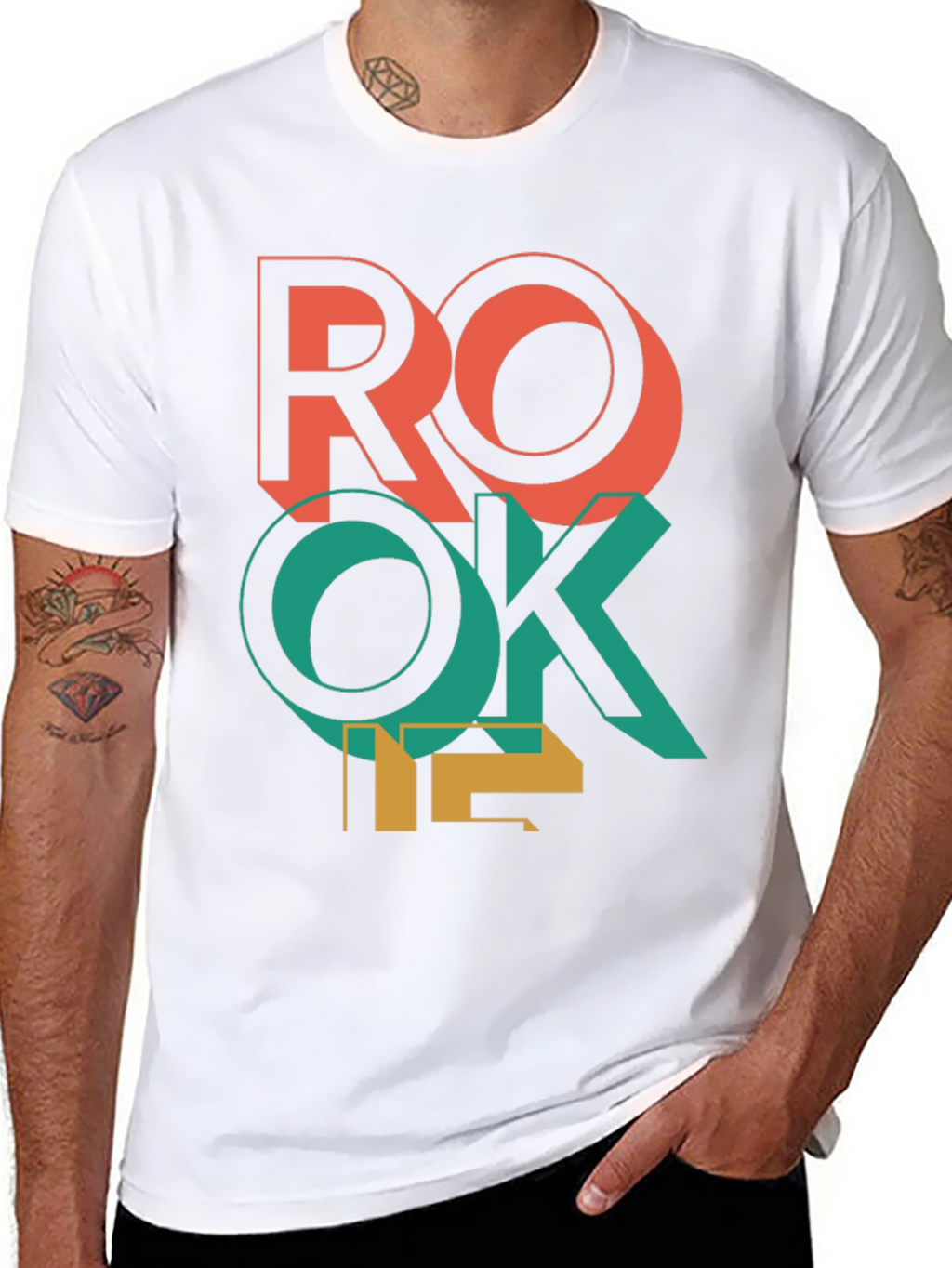 Retro ROKE T-Shirt - Bold Geometric Design