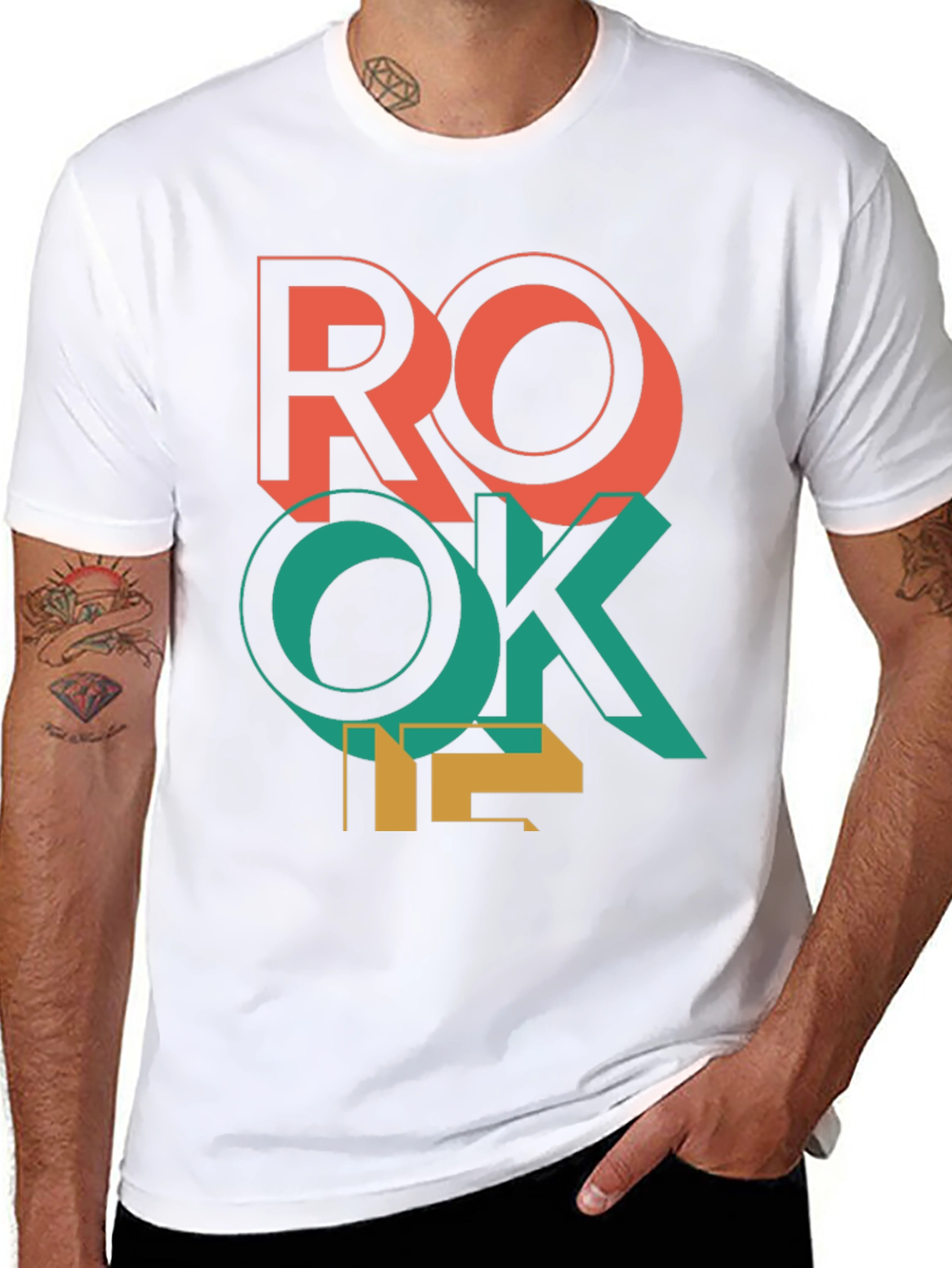 Retro ROKE T-Shirt - Bold Geometric Design