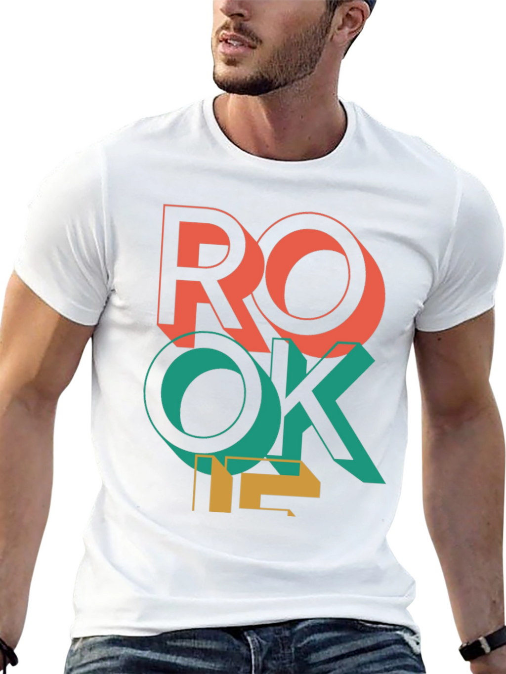 Retro ROKE T-Shirt - Bold Geometric Design