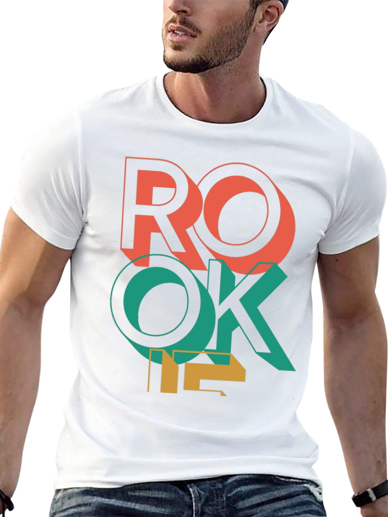 Retro ROKE T-Shirt - Bold Geometric Design