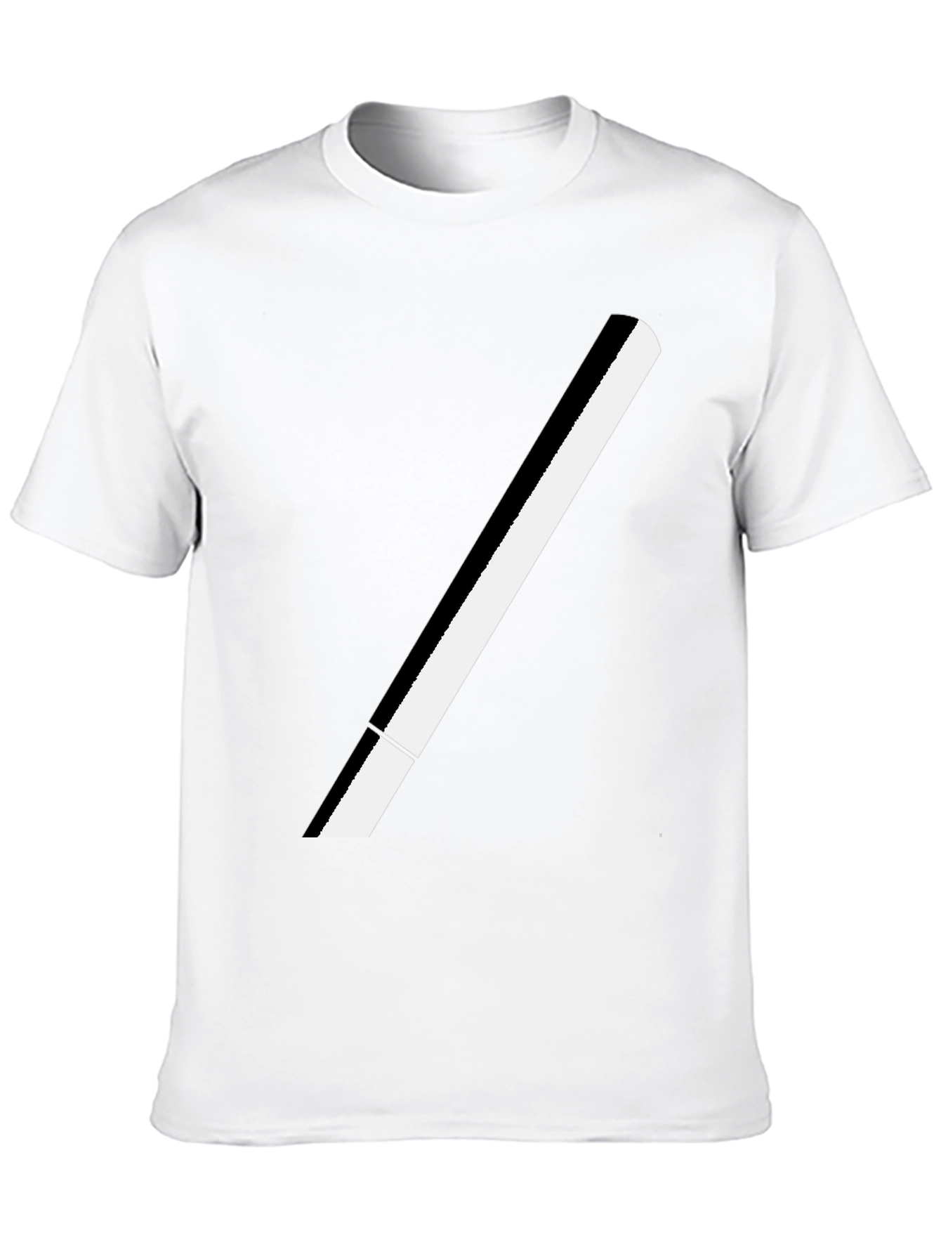 Modern Black T-Shirt with Bold White Stripe Design