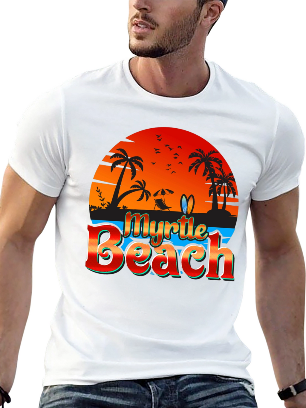Myrtle Beach Black T-Shirt Vacation Style