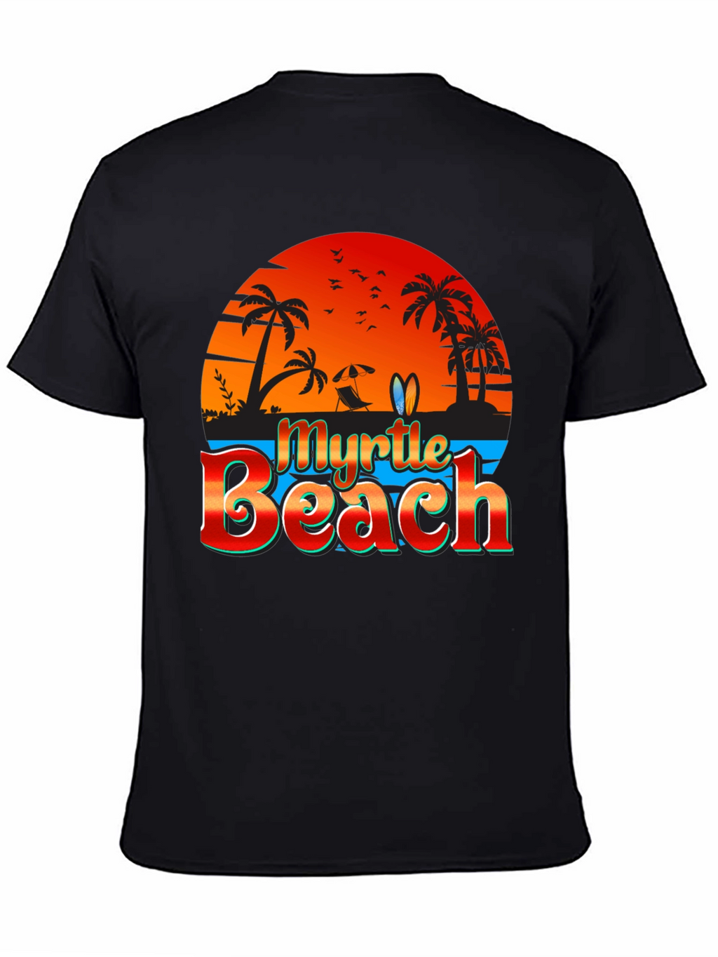 Myrtle Beach Black T-Shirt Vacation Style