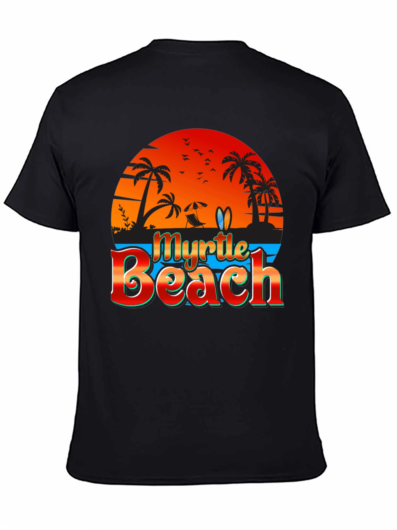 Myrtle Beach Black T-Shirt Vacation Style