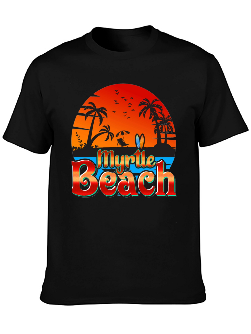 Myrtle Beach Black T-Shirt Vacation Style