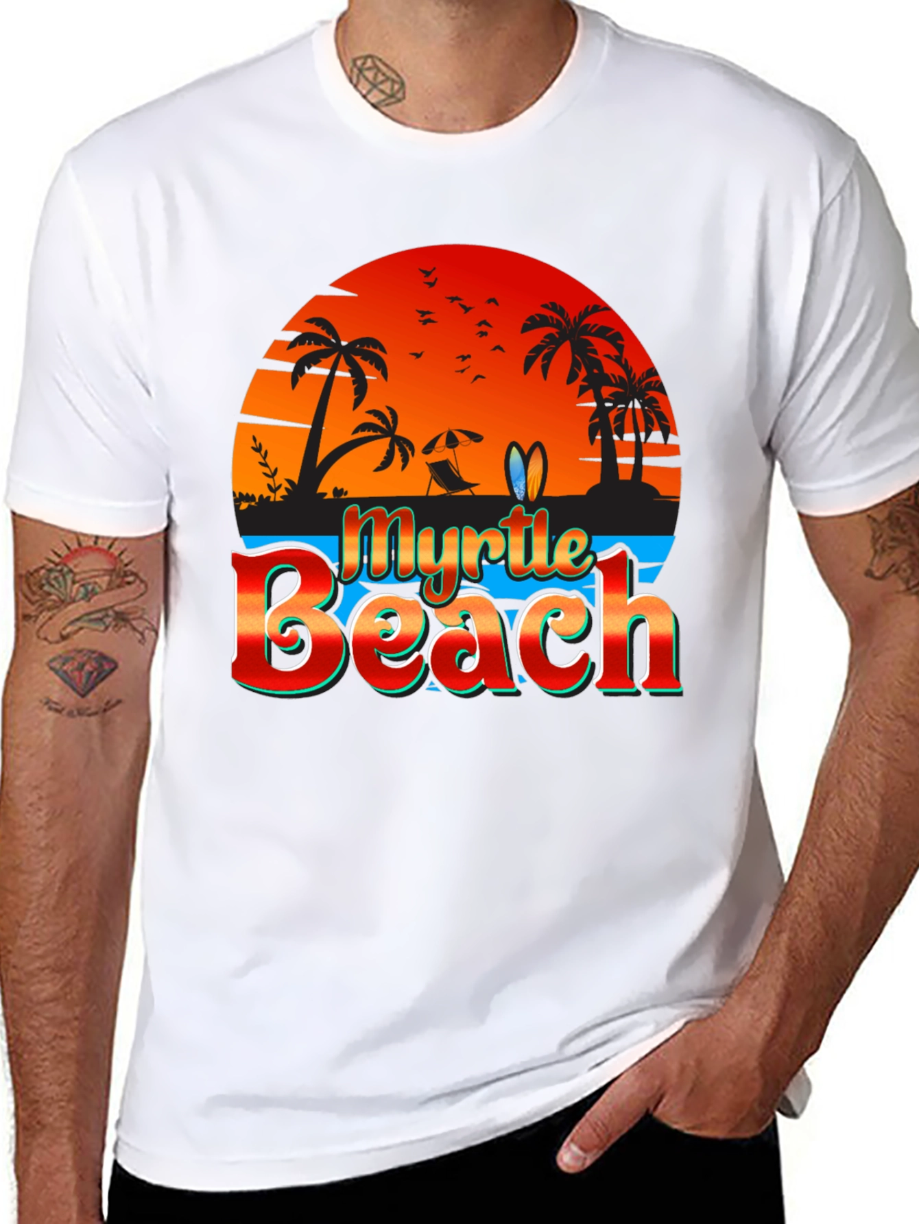 Myrtle Beach Black T-Shirt Vacation Style
