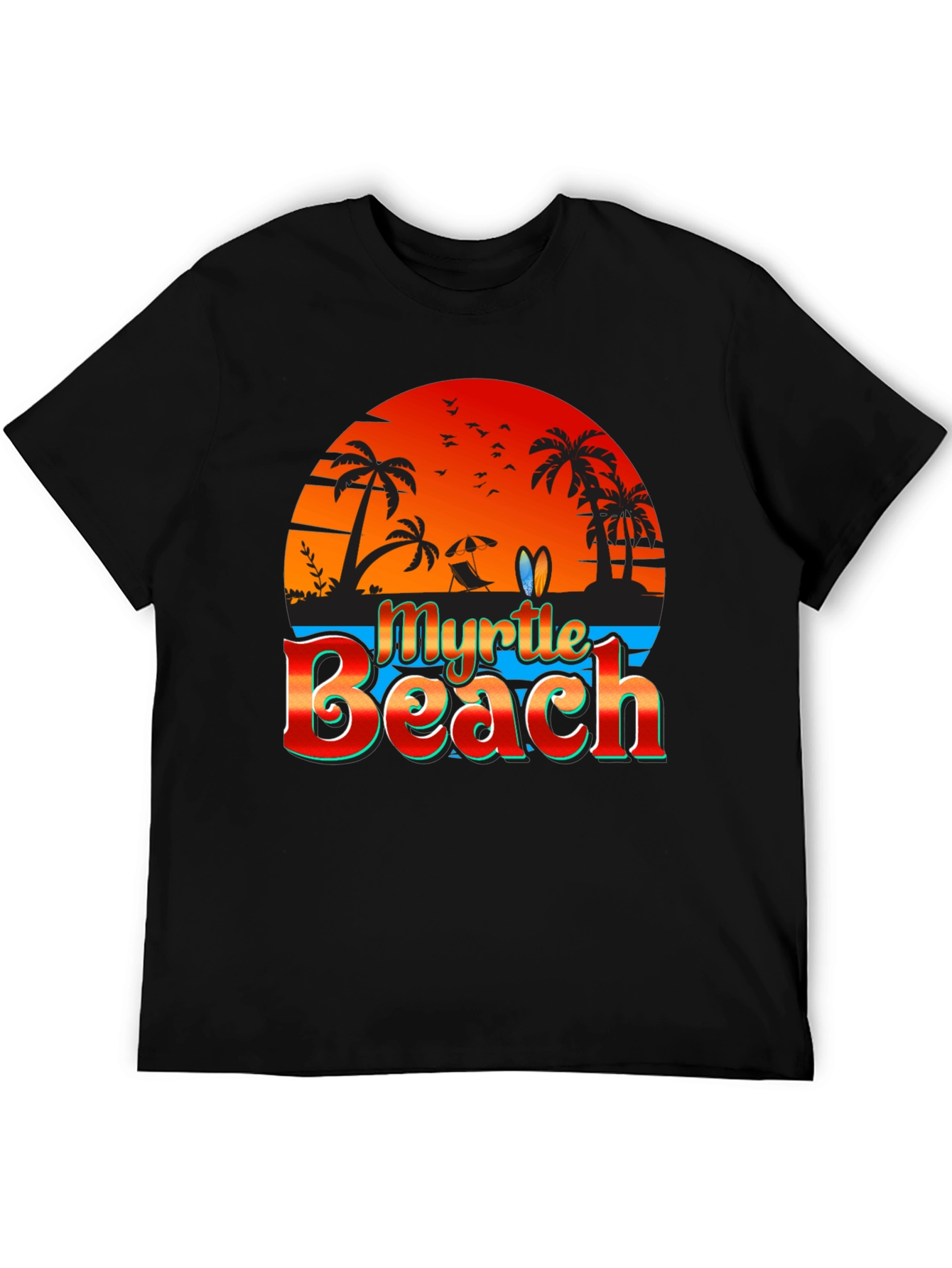 Myrtle Beach Black T-Shirt Vacation Style
