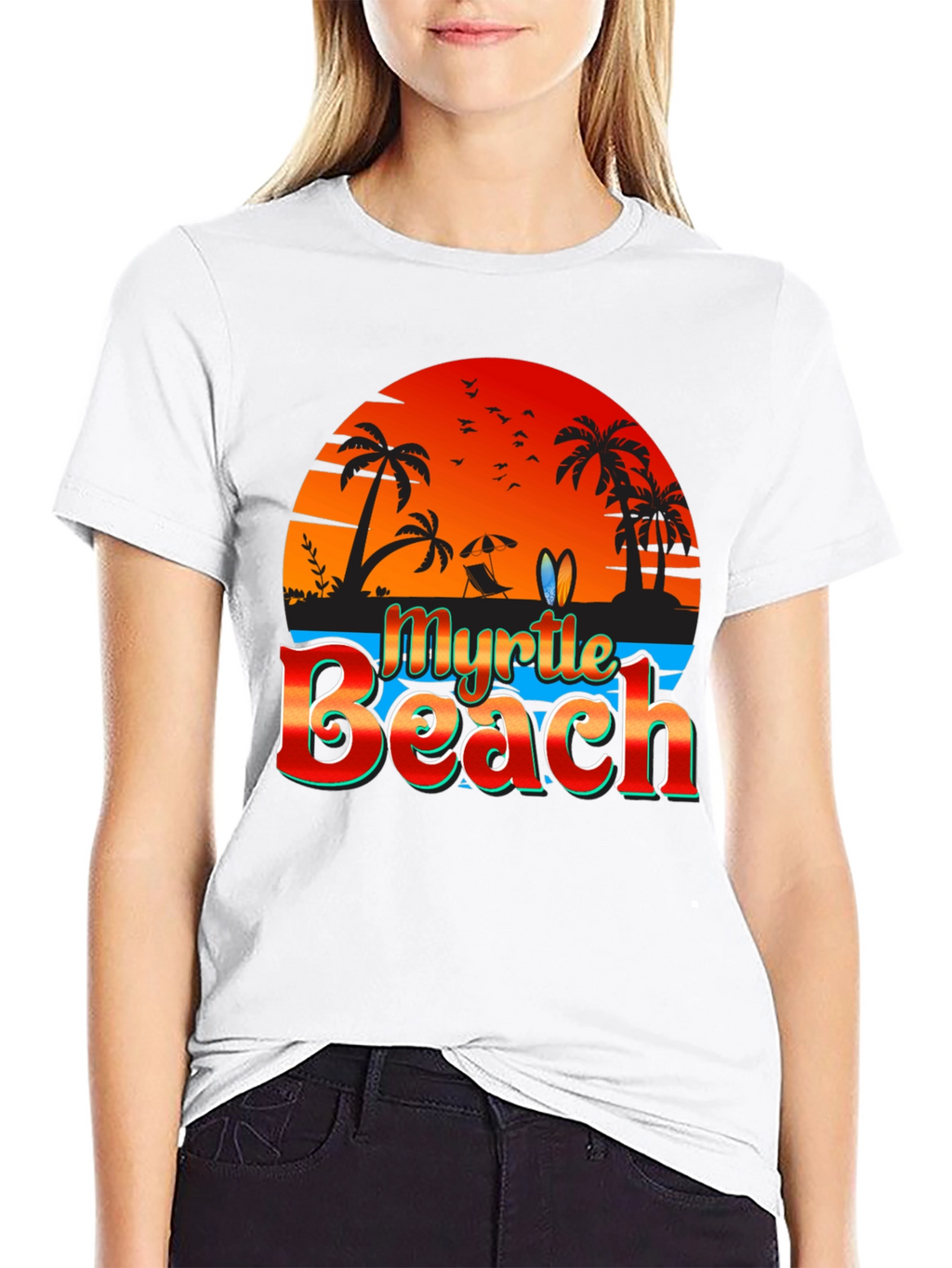 Myrtle Beach Black T-Shirt Vacation Style
