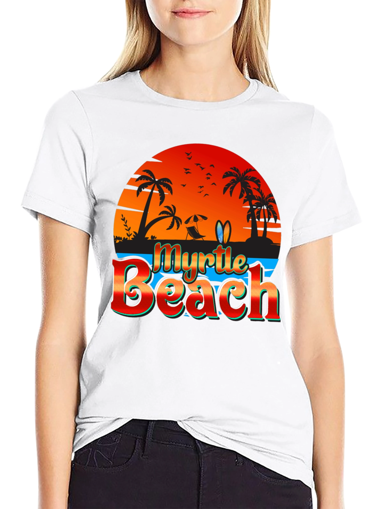 Myrtle Beach Black T-Shirt Vacation Style