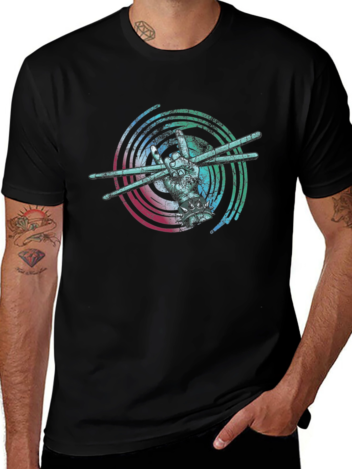 Drummer Hand Graphic T-Shirt - Rock On!