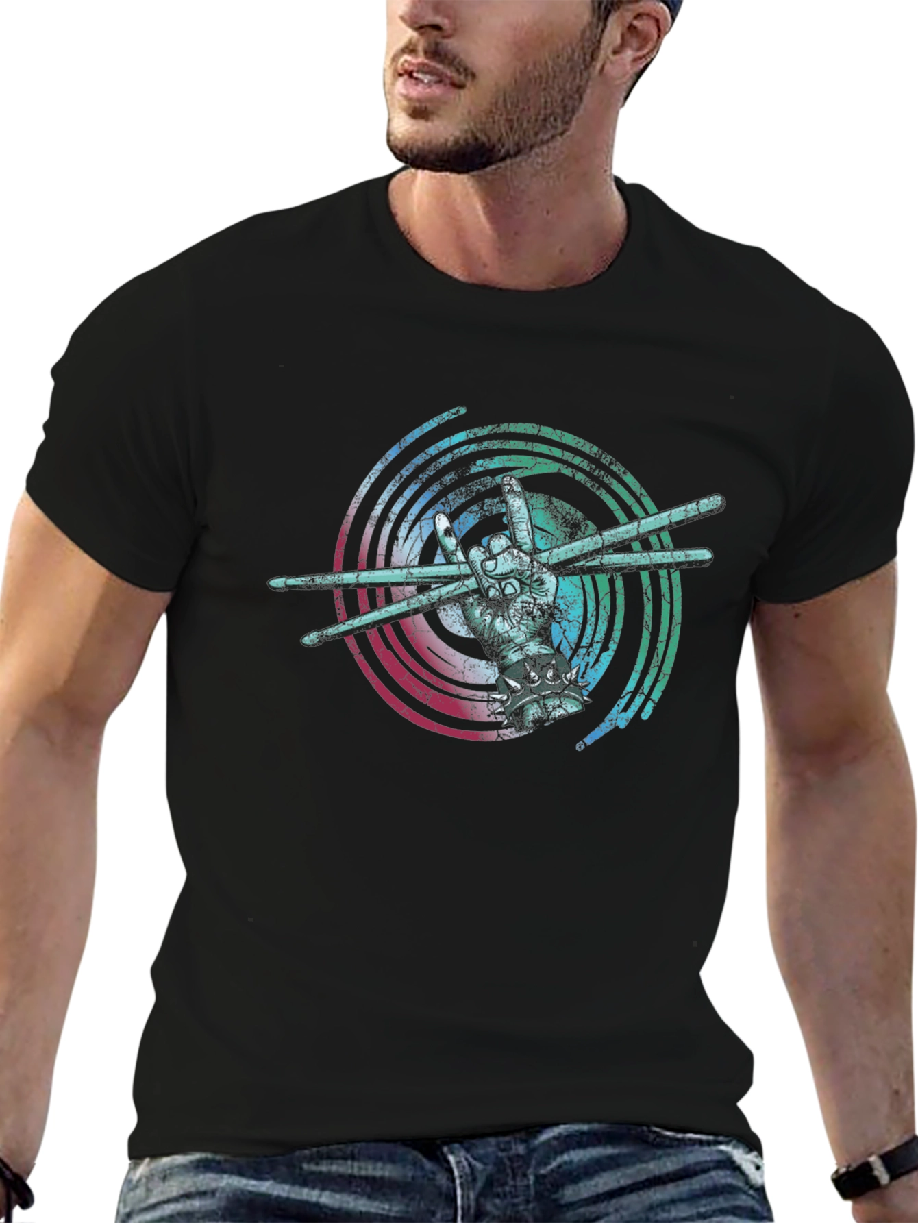 Drummer Hand Graphic T-Shirt - Rock On!