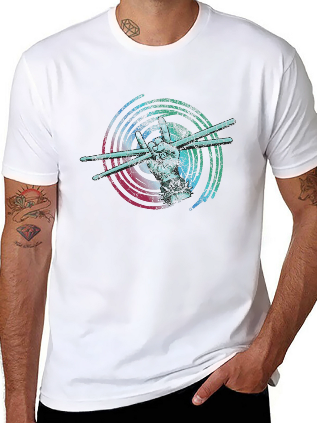 Drummer Hand Graphic T-Shirt - Rock On!