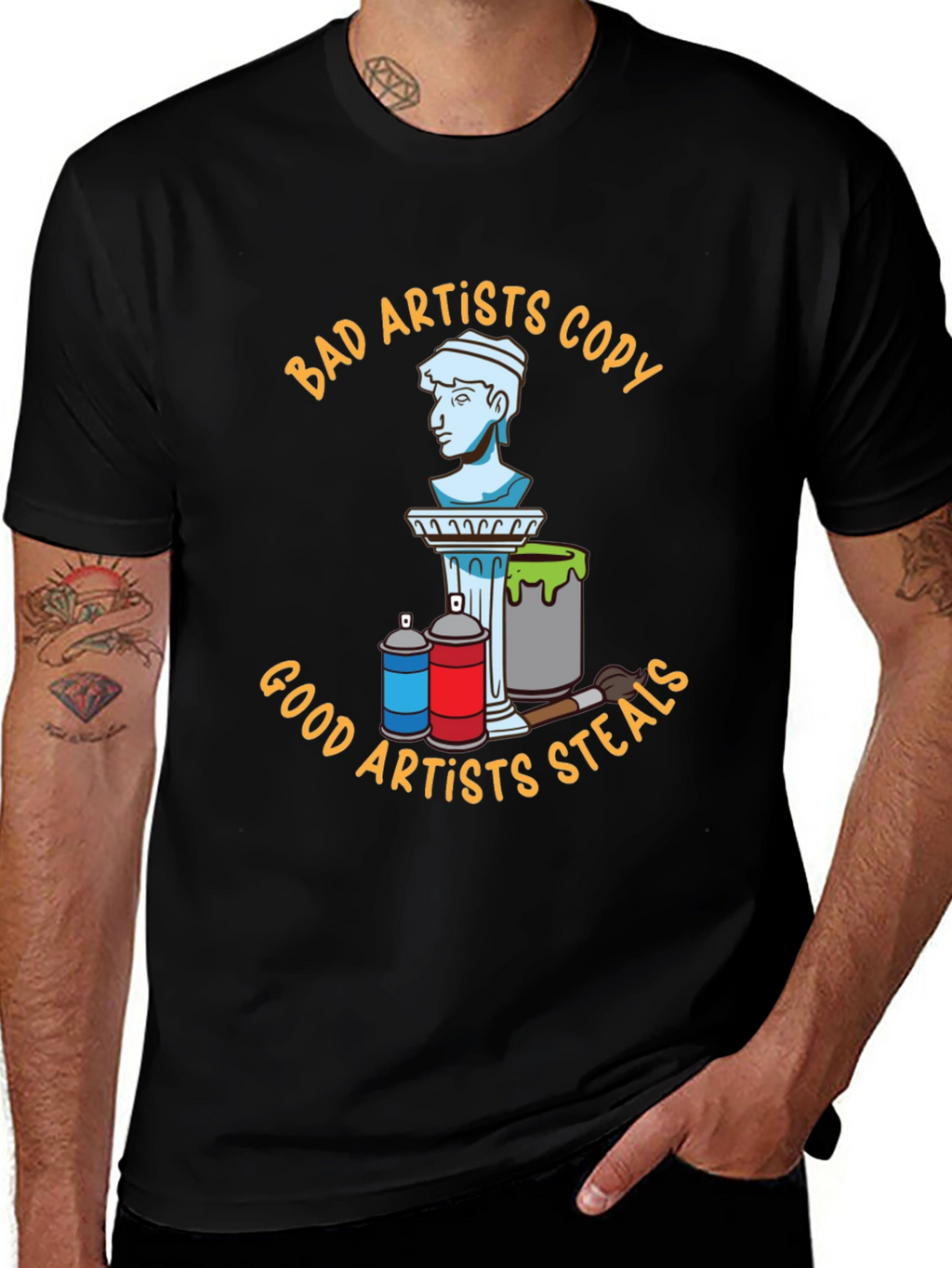 Bad Artists Copy Good Artists Steal Black T-Shirt