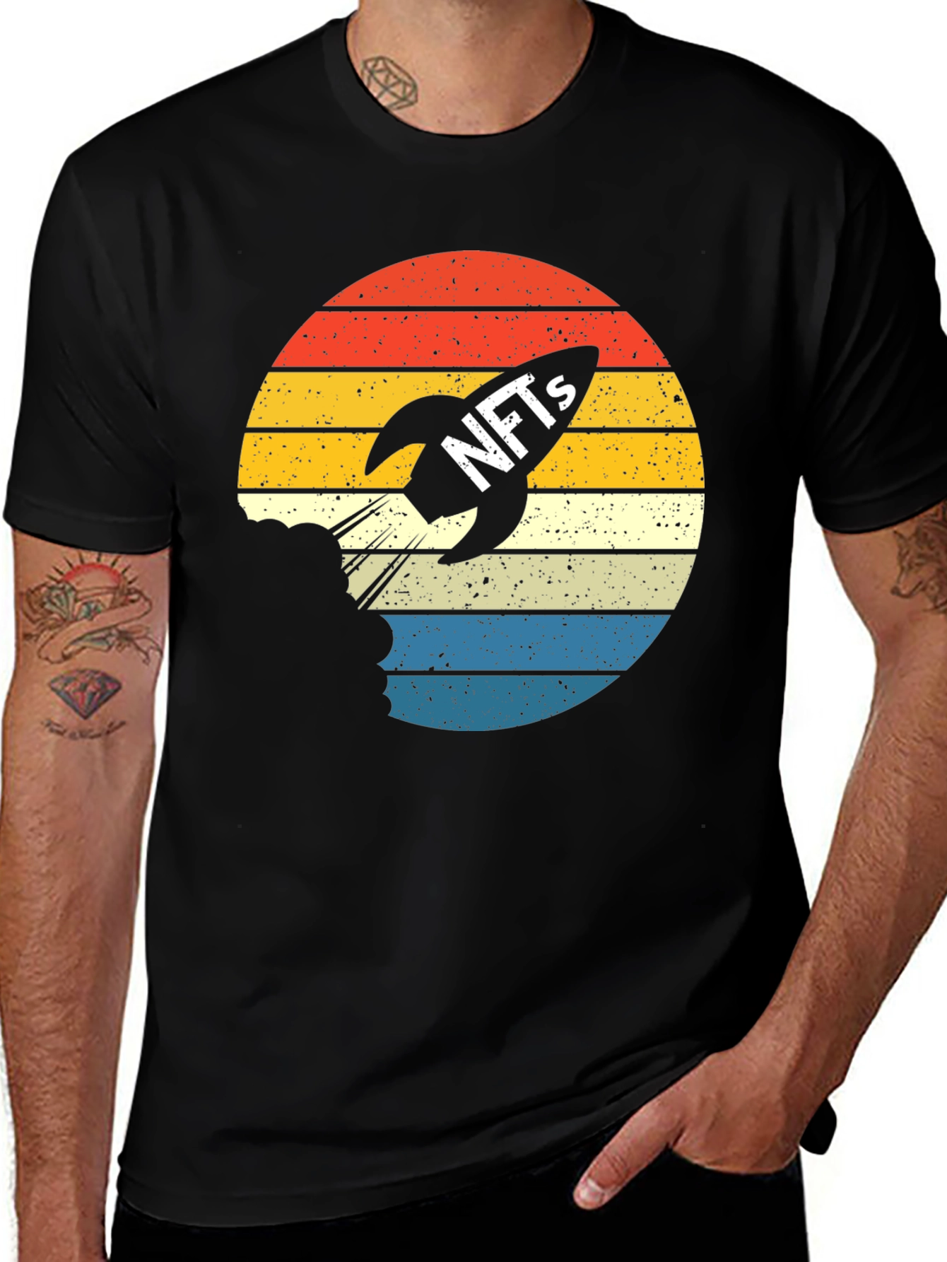 NFTs Rocket Retro Sunset T-Shirt
