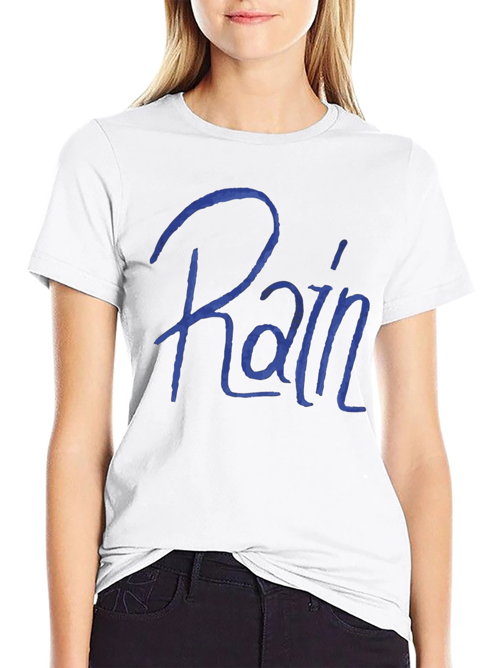 Rain T-Shirt - Blue Script Black Tee