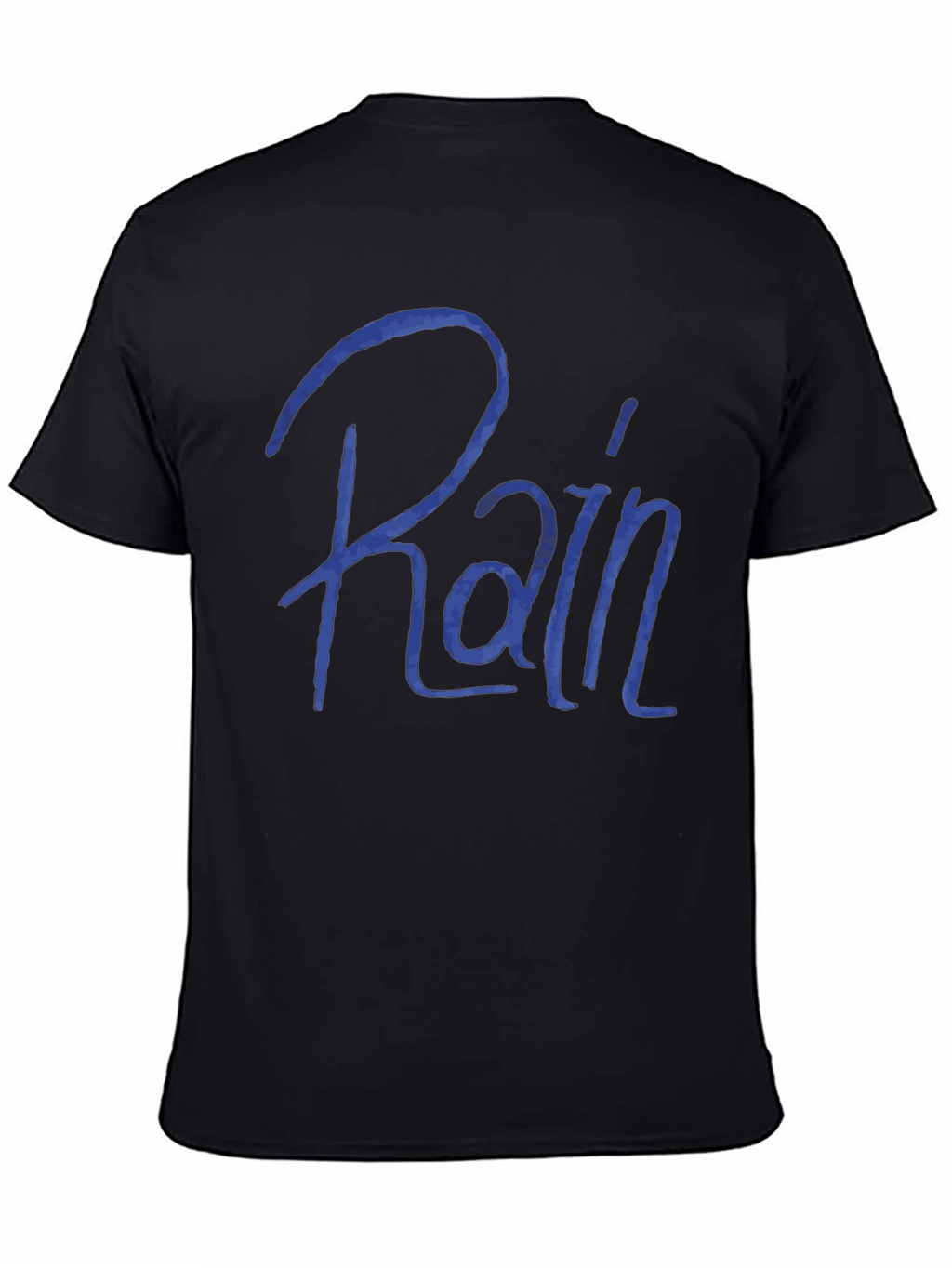 Rain T-Shirt - Blue Script Black Tee