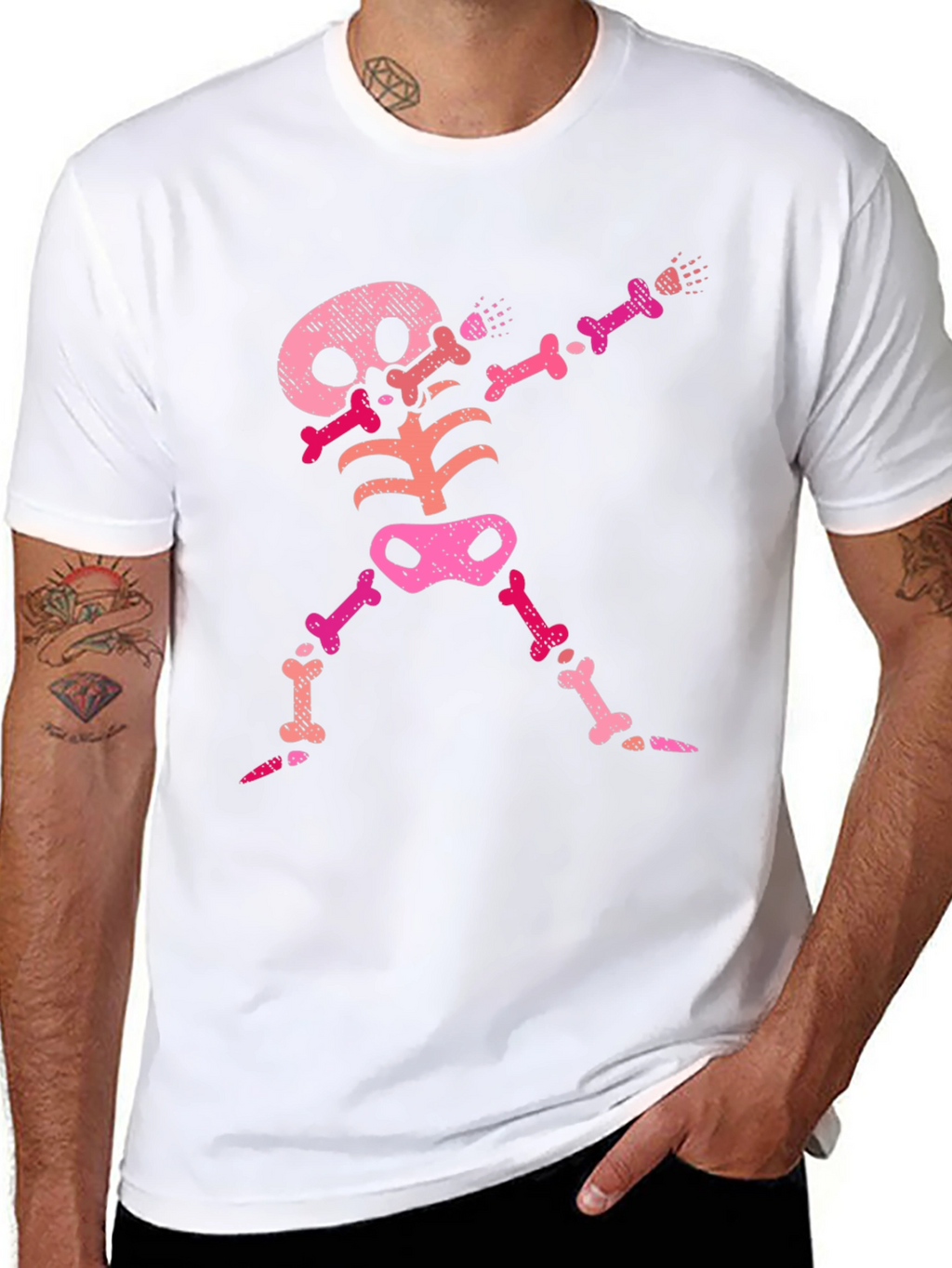 Pink Skeleton Dab Black T-Shirt