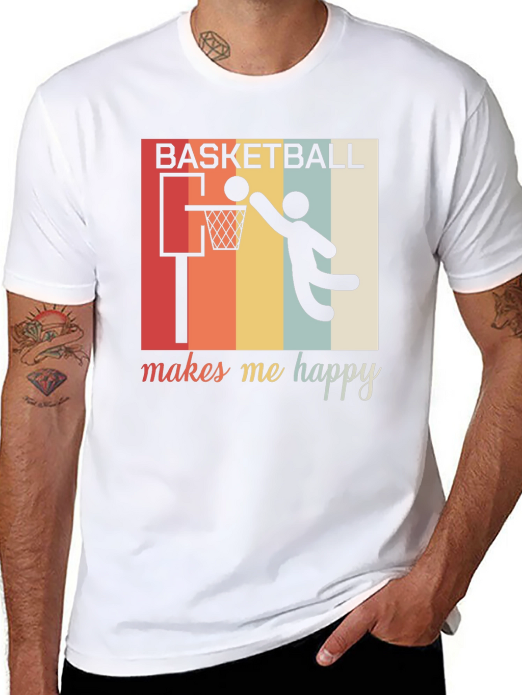 Basketball Makes Me Happy Graphic Tee