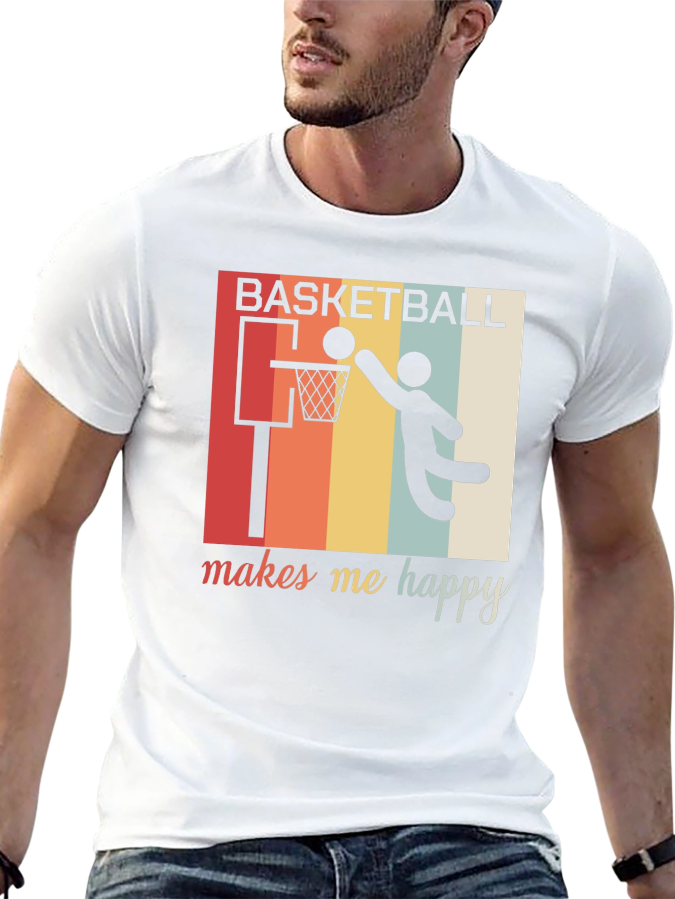 Basketball Makes Me Happy Graphic Tee