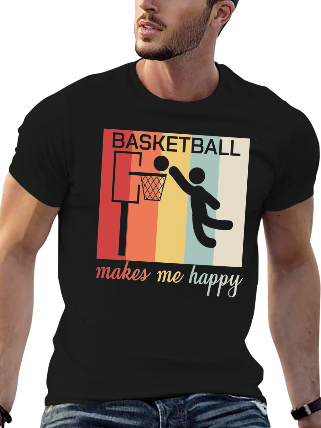 Basketball Makes Me Happy Graphic Tee