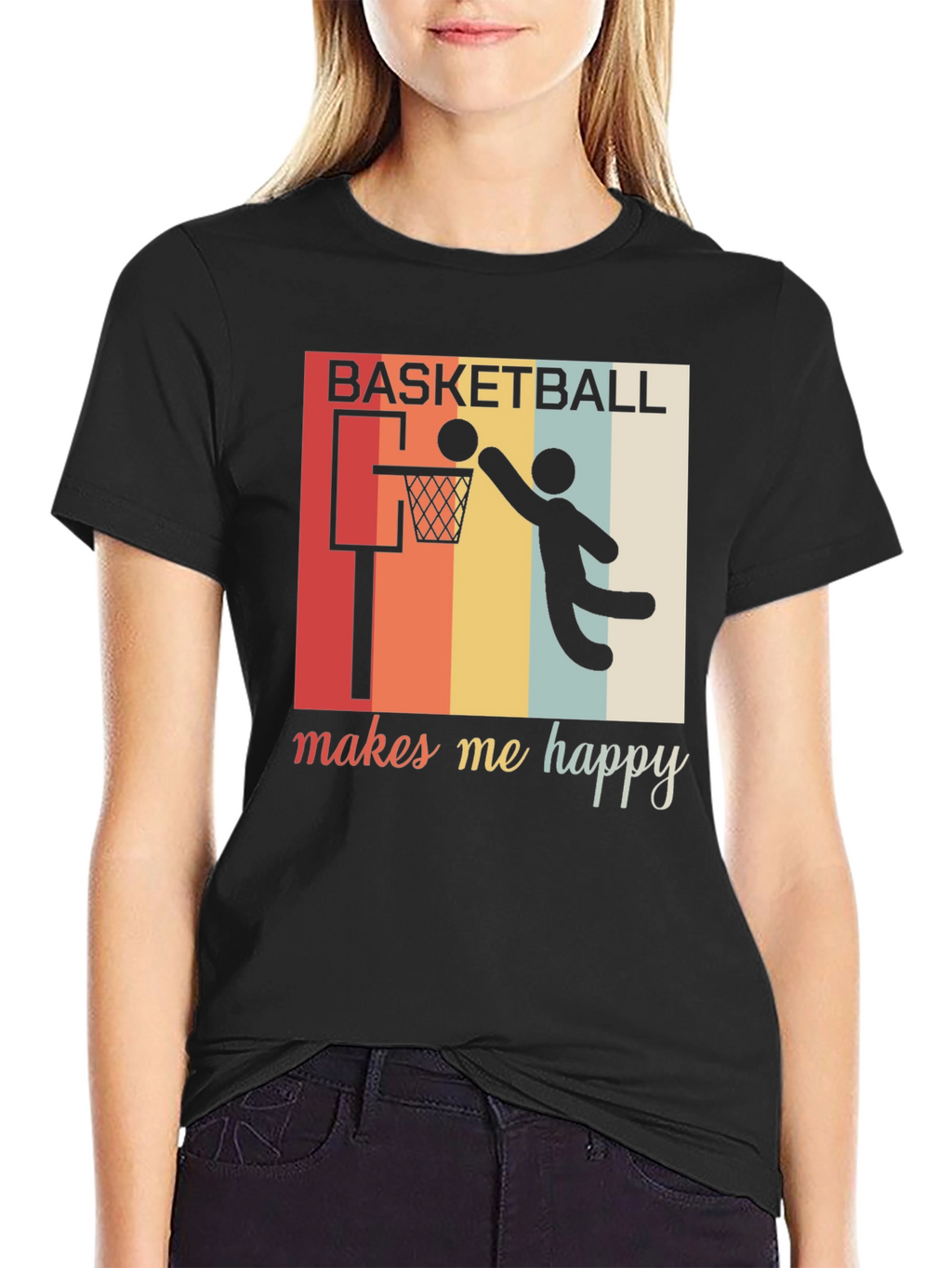 Basketball Makes Me Happy Graphic Tee