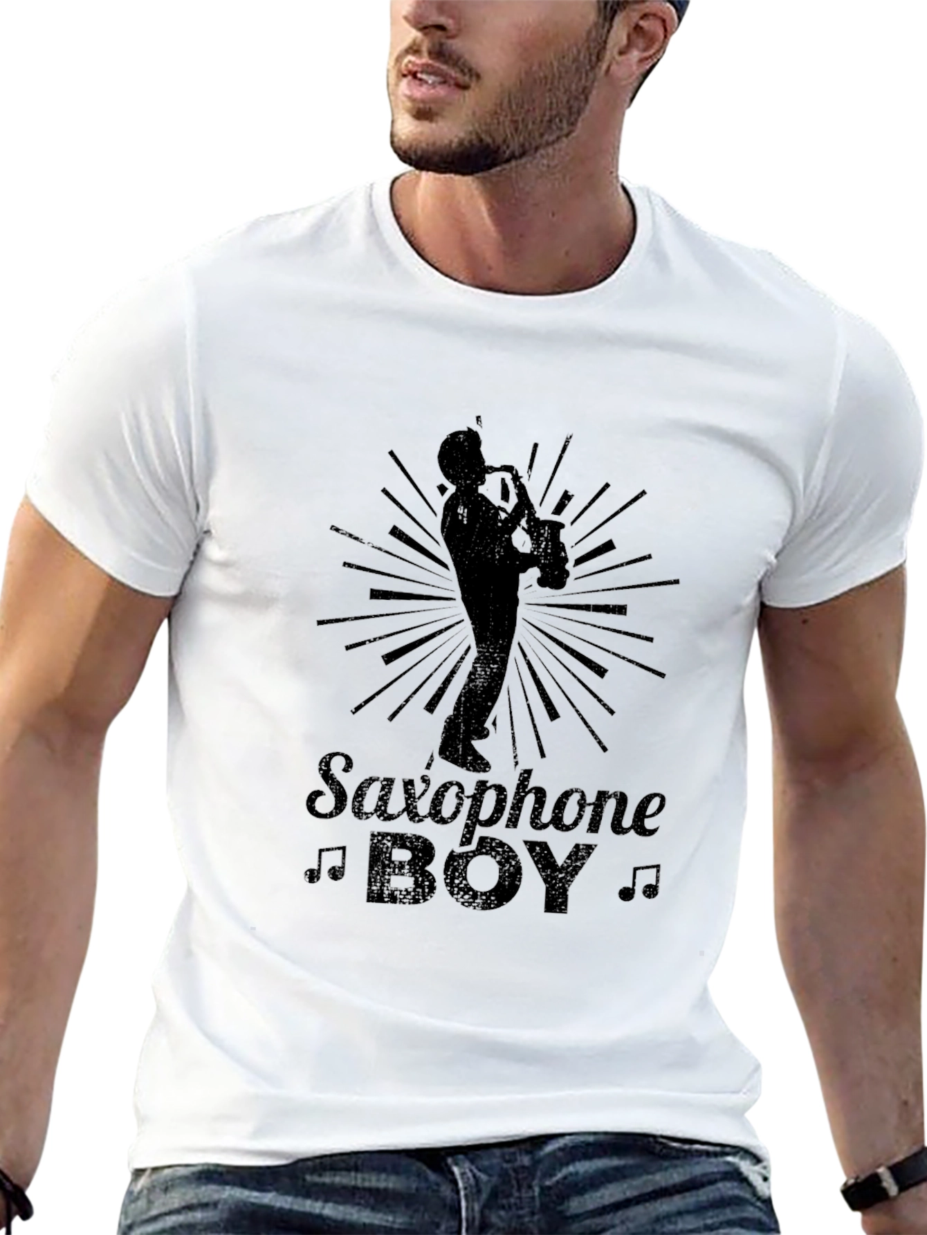Saxophone Boy Graphic Tee - Cool Musician T-Shirt