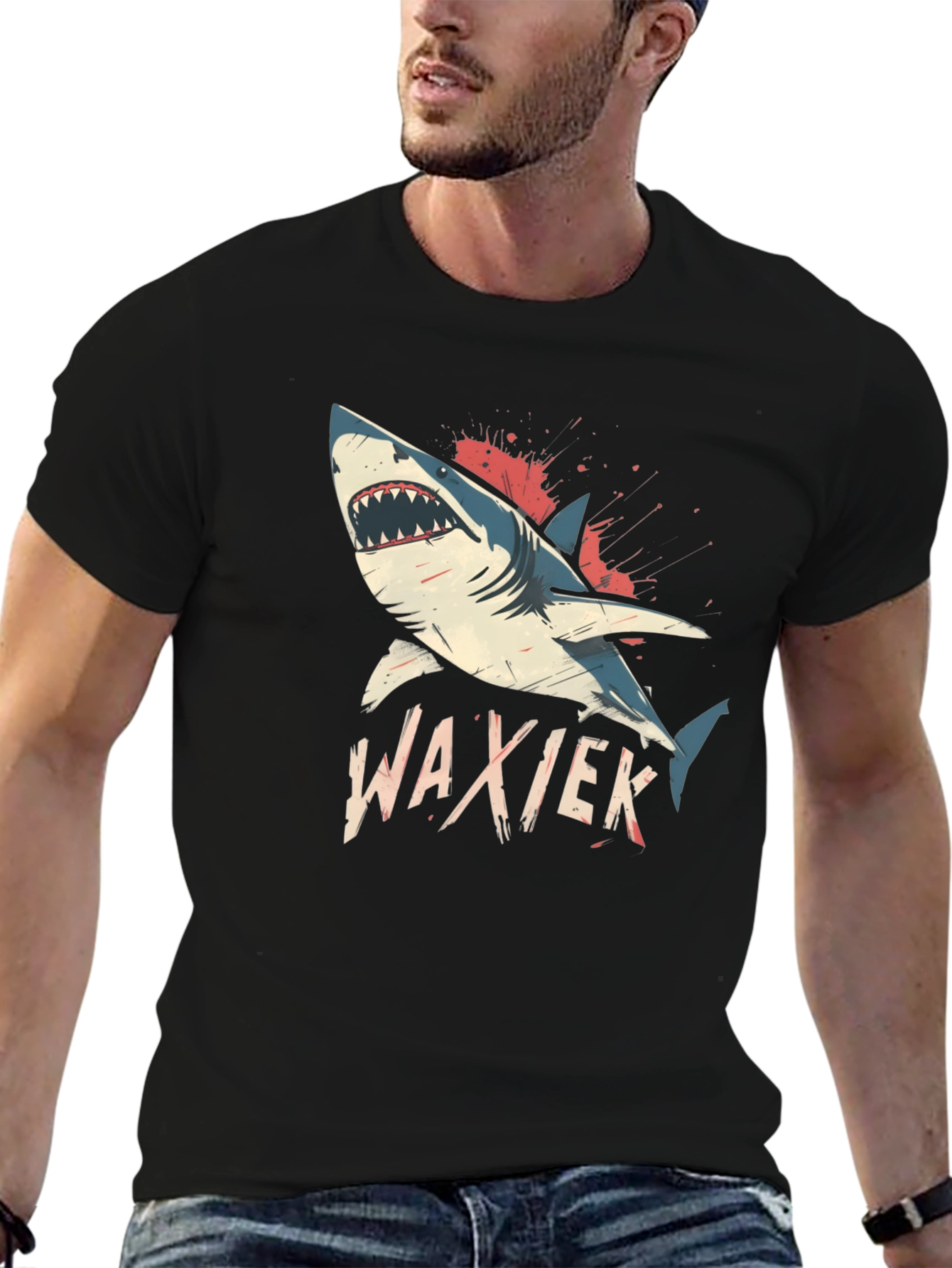 Shark Attack Black T-Shirt - WAXIEK