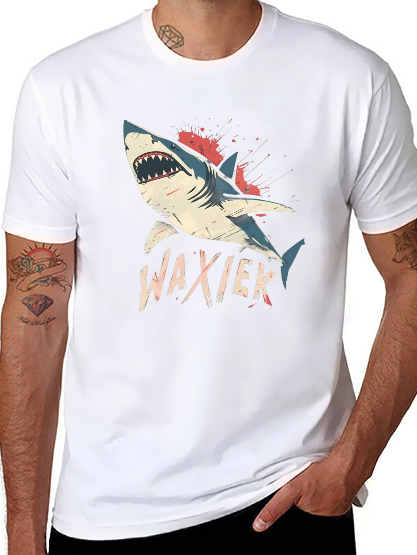 Shark Attack Black T-Shirt - WAXIEK