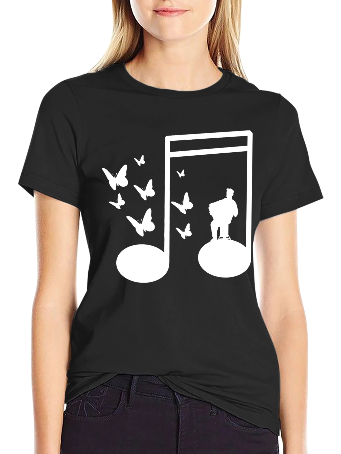 Musical Note Butterfly Graphic Tee