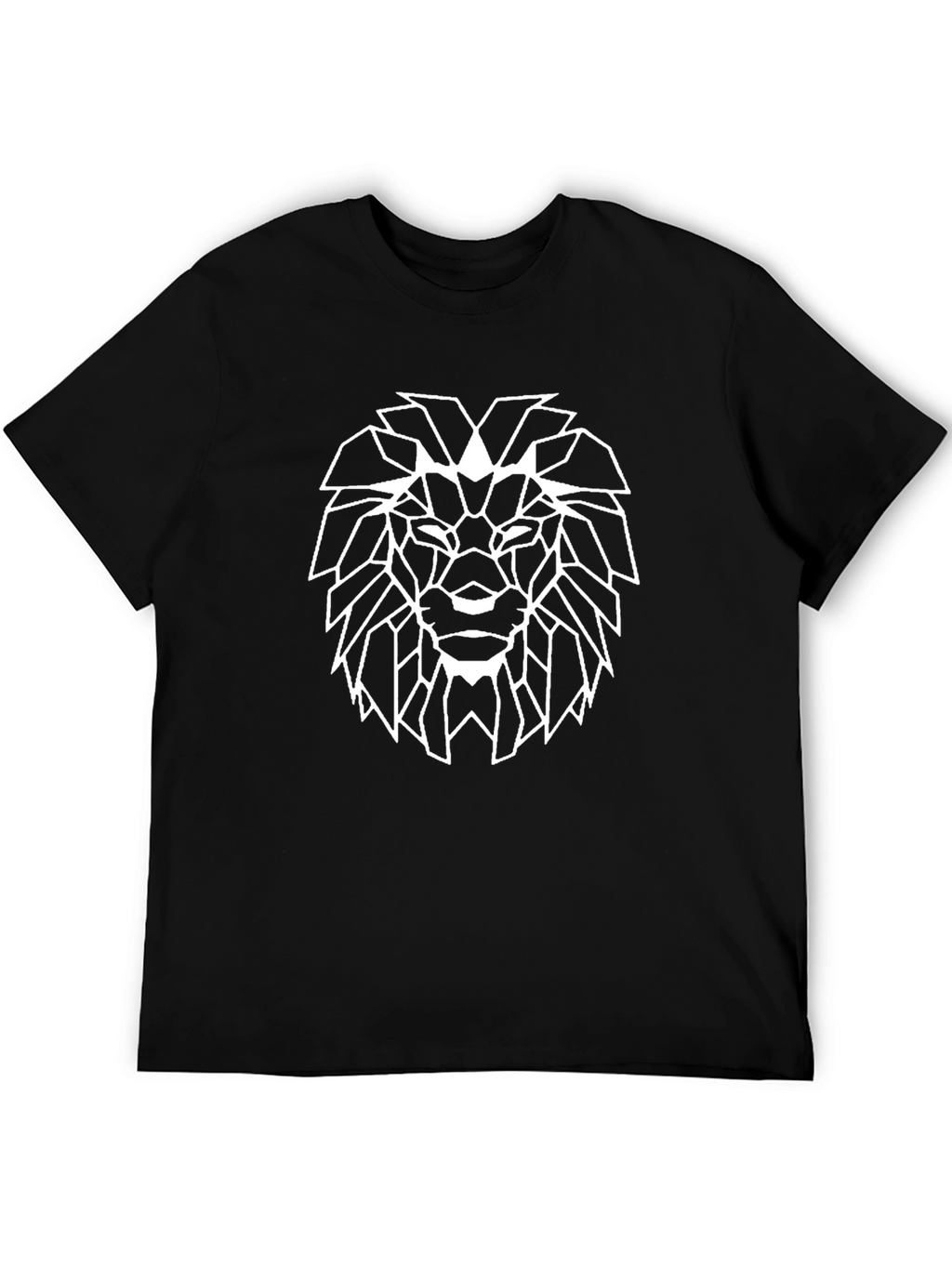 Geometric Lion Head Graphic Tee - Mens Black T-Shirt