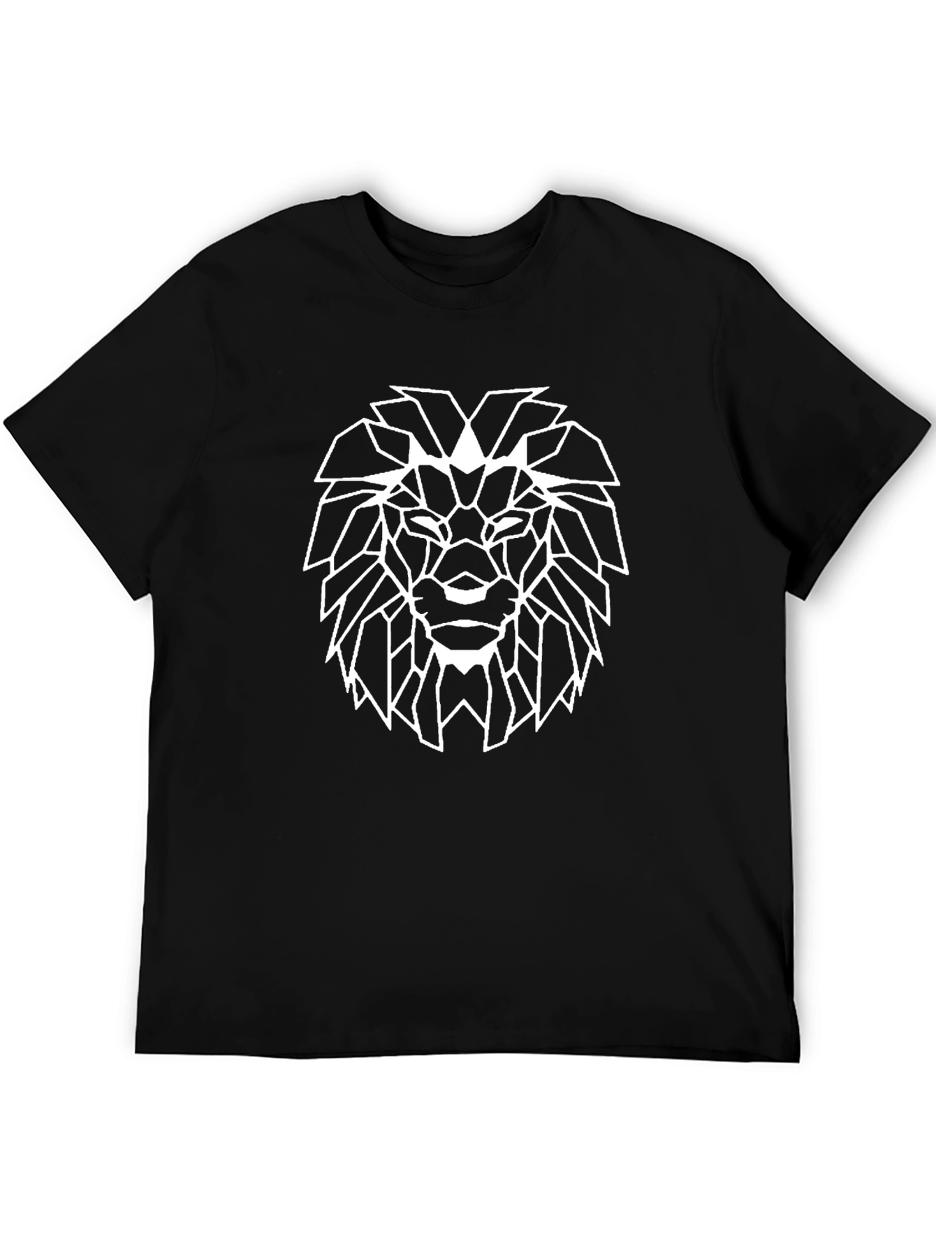 Geometric Lion Head Graphic Tee - Mens Black T-Shirt