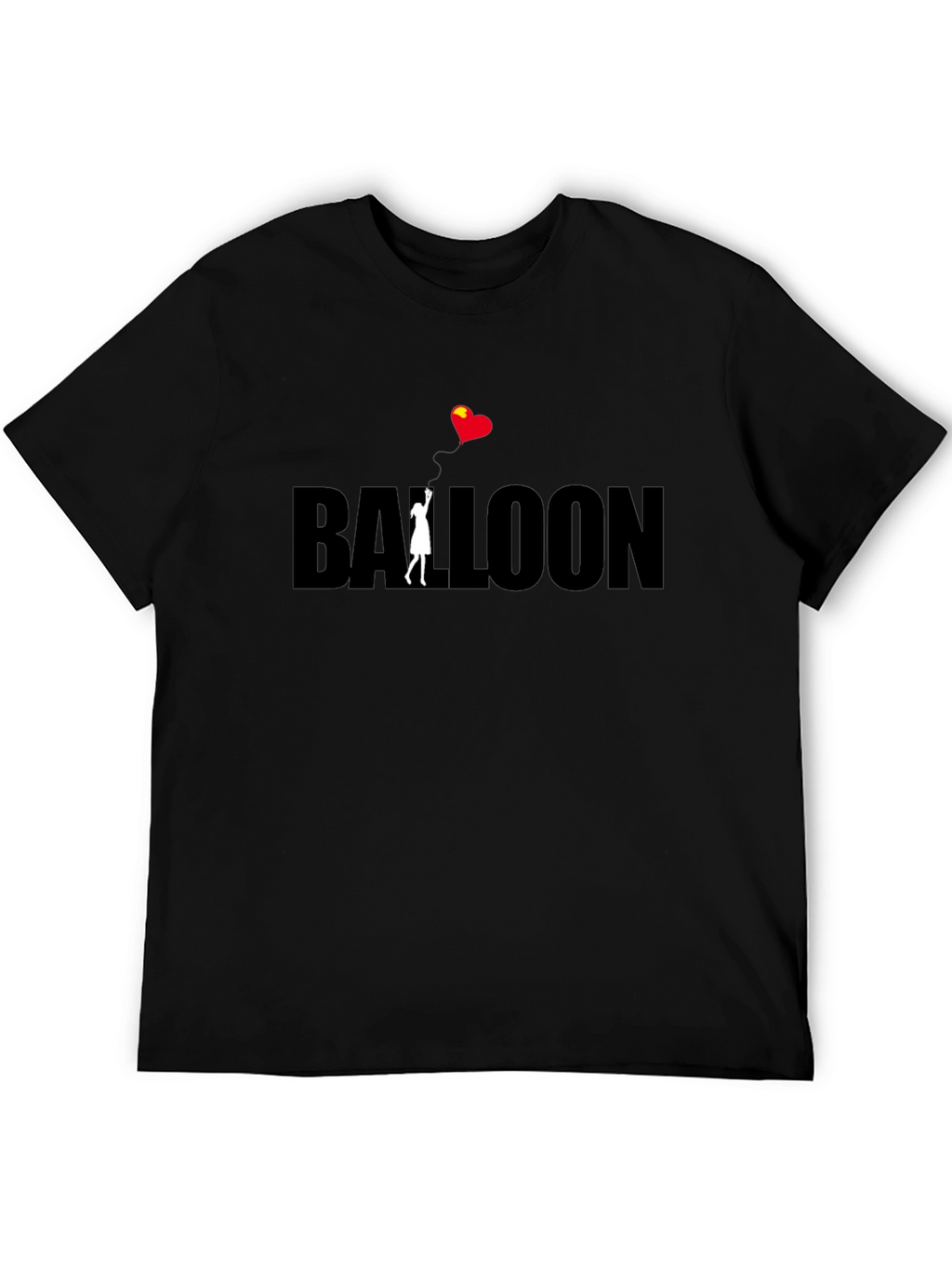 Balloon Heart Graphic Tee - Black Cotton Casual Wear