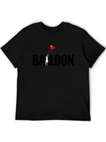 Balloon Heart Graphic Tee - Black Cotton Casual Wear