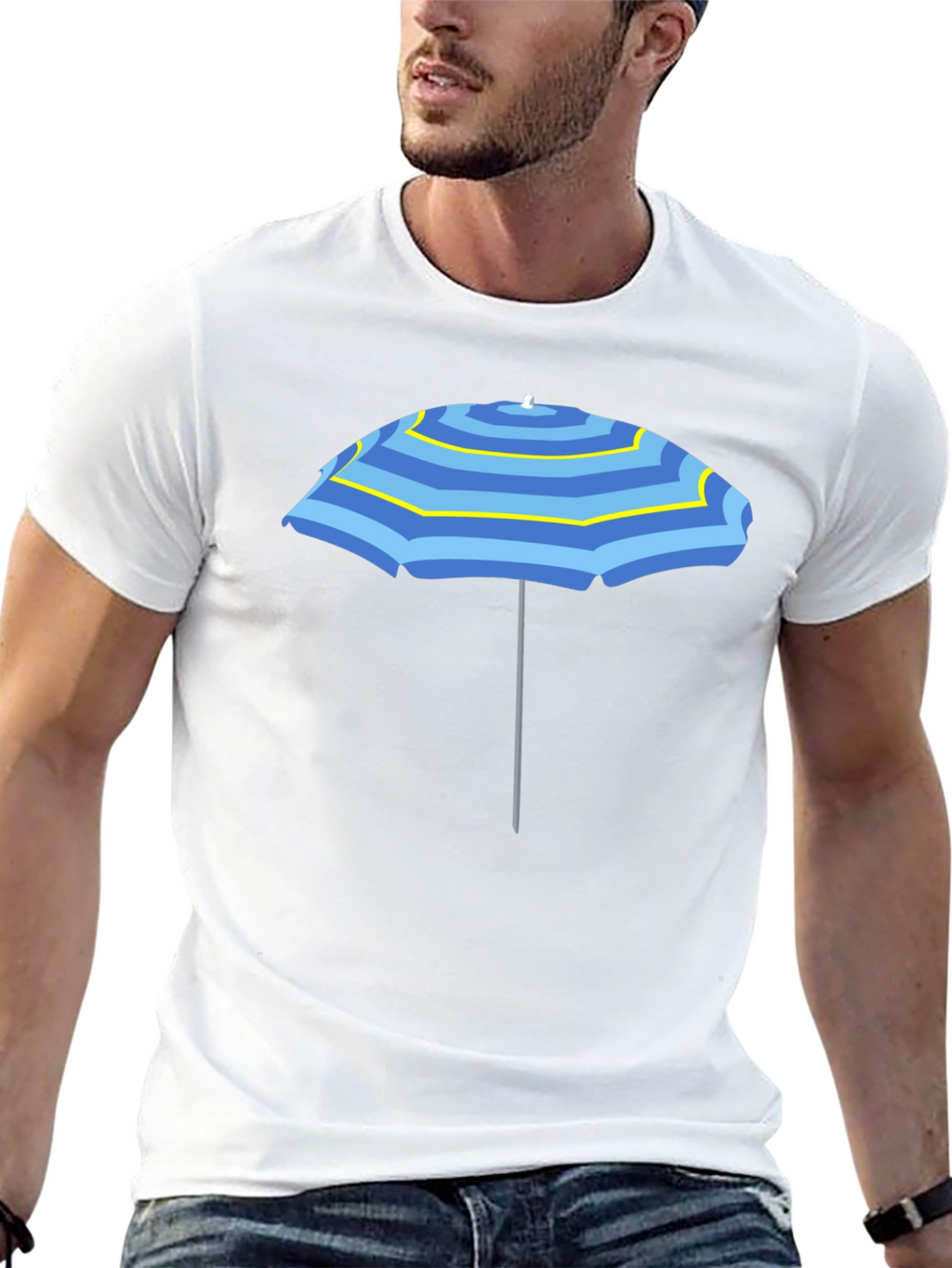 Striped Umbrella Graphic Tee - Summer Vibes