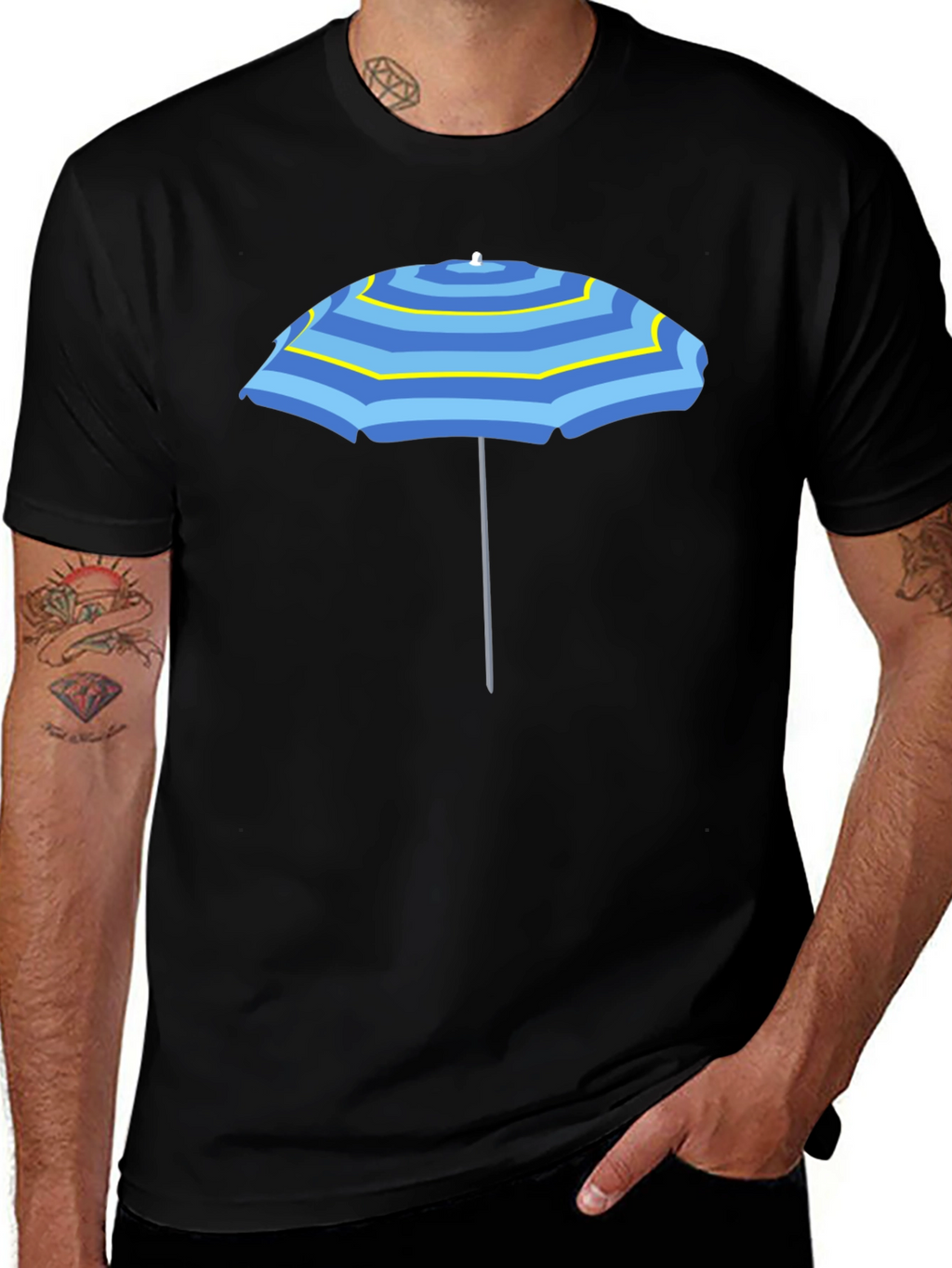 Striped Umbrella Graphic Tee - Summer Vibes